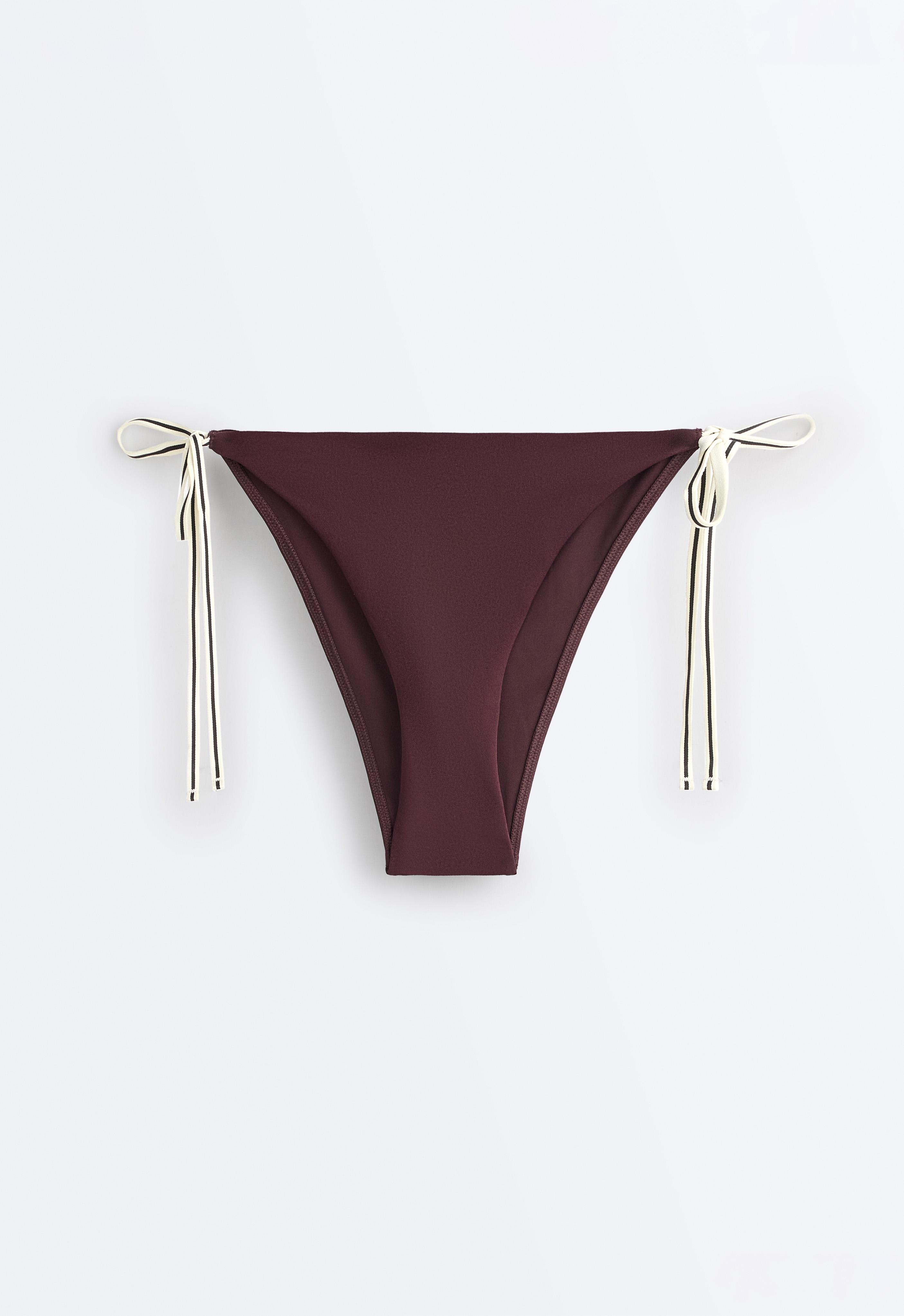 Medium-coverage tie bikini briefs — DARK PLUM
