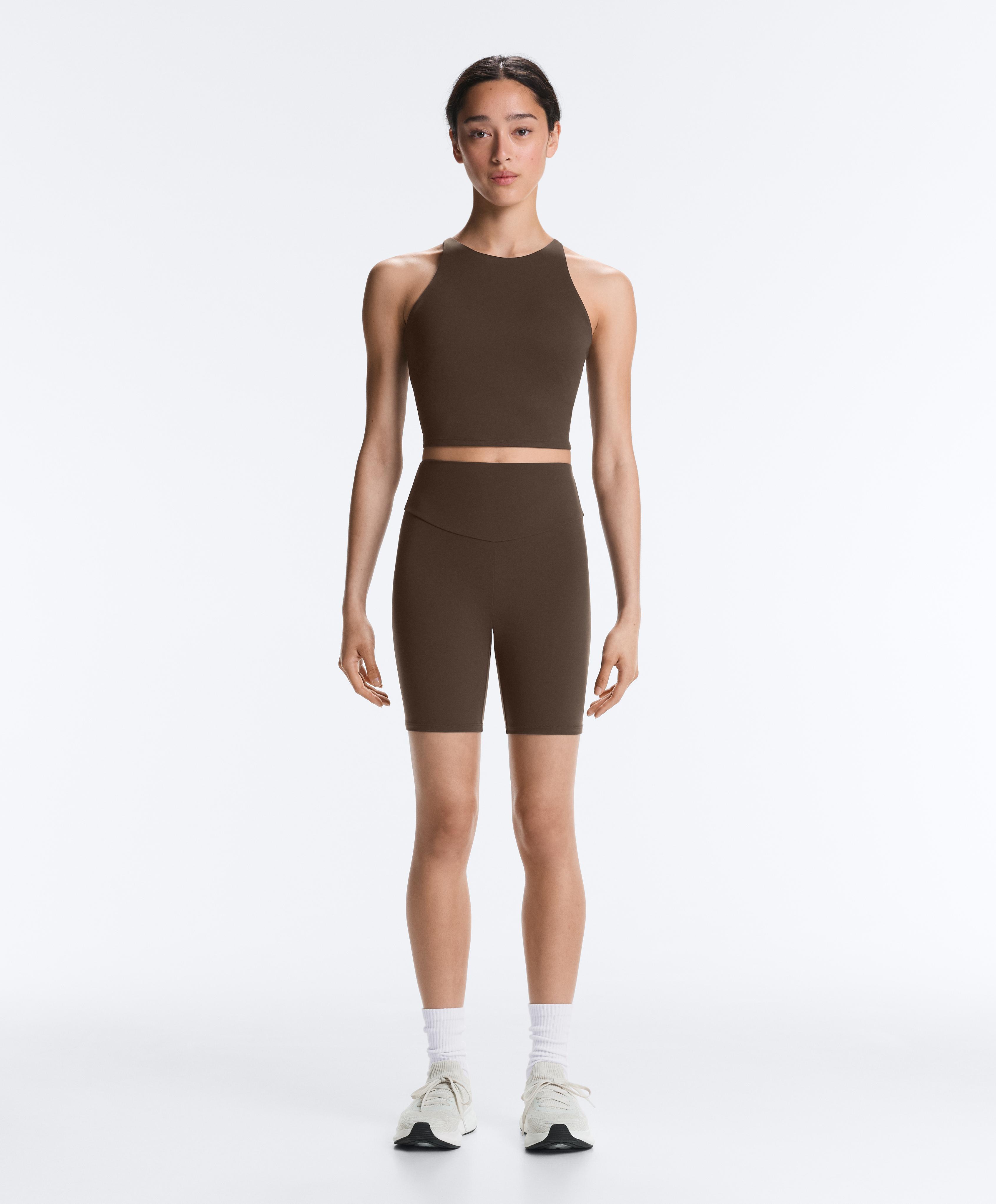 Comfortlux high-rise 20cm biker leggings — DARK BROWN