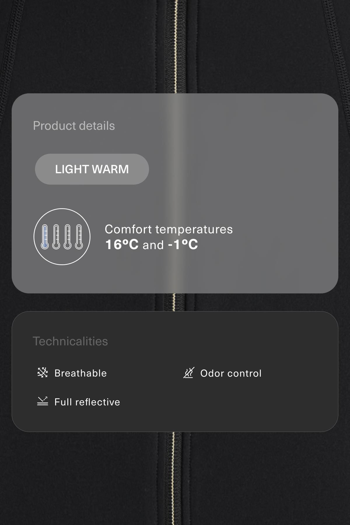 Light warm technical jacket with seams — BLACK
