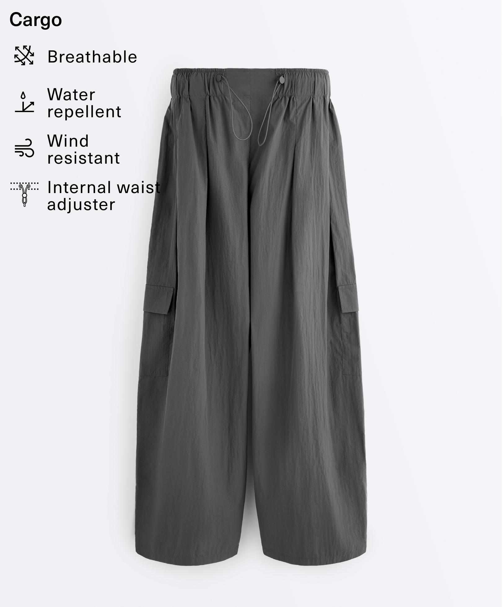 Water-repellent nylon cargo trousers — ASPHALT GREY