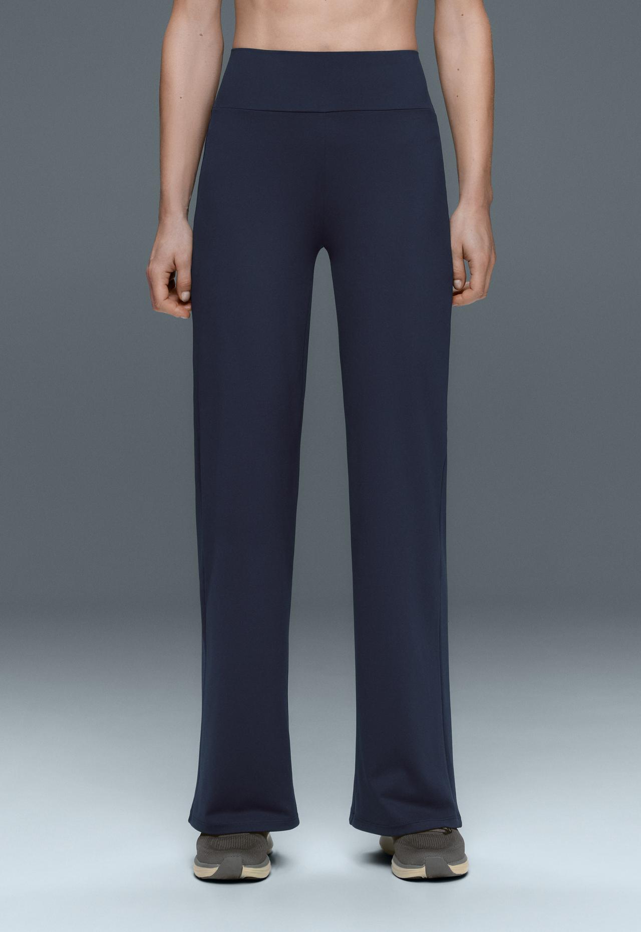 High-rise Comfortlux straight-leg trousers — NAVY BLUE
