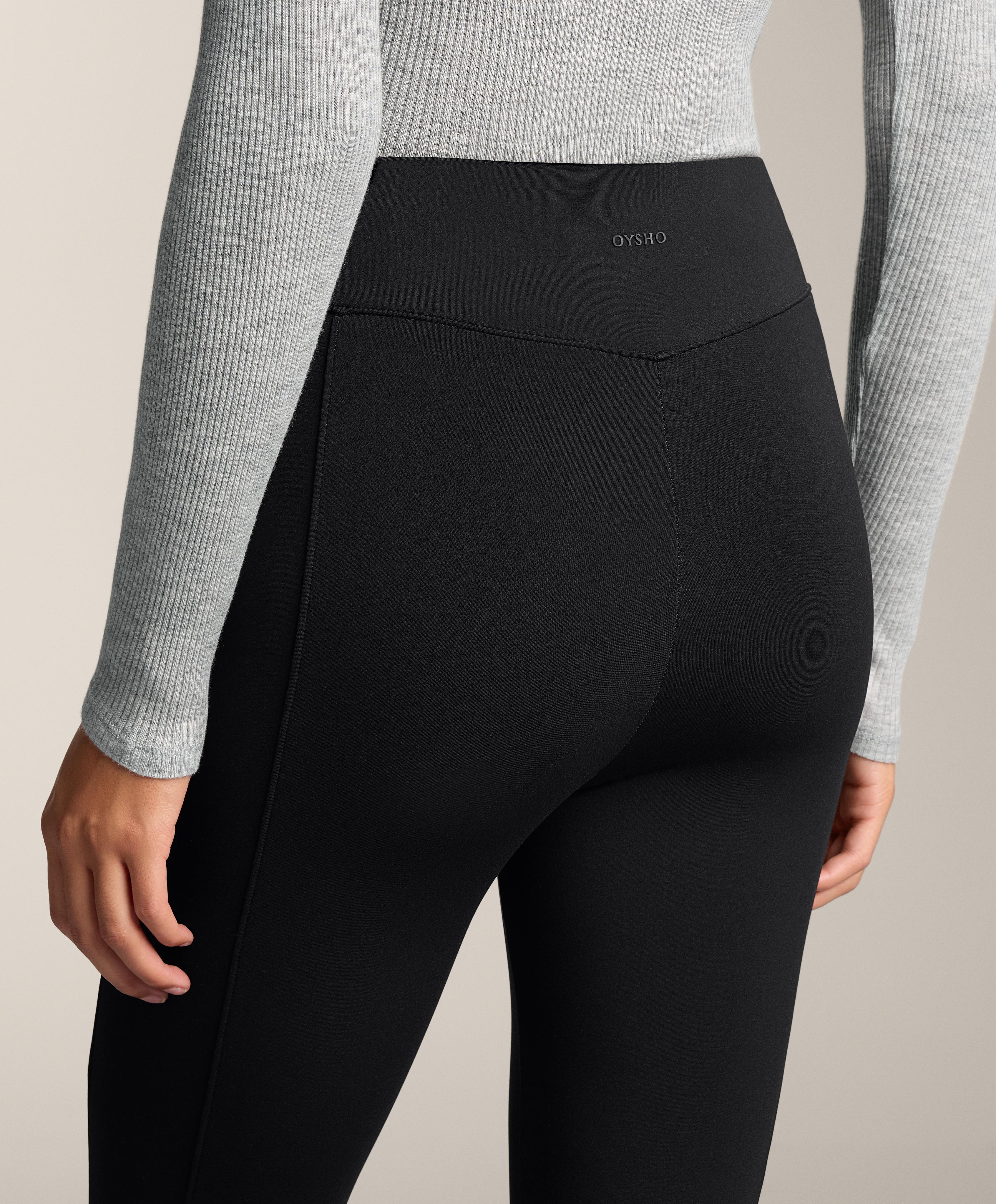 High rise warm flare trousers with pockets — BLACK