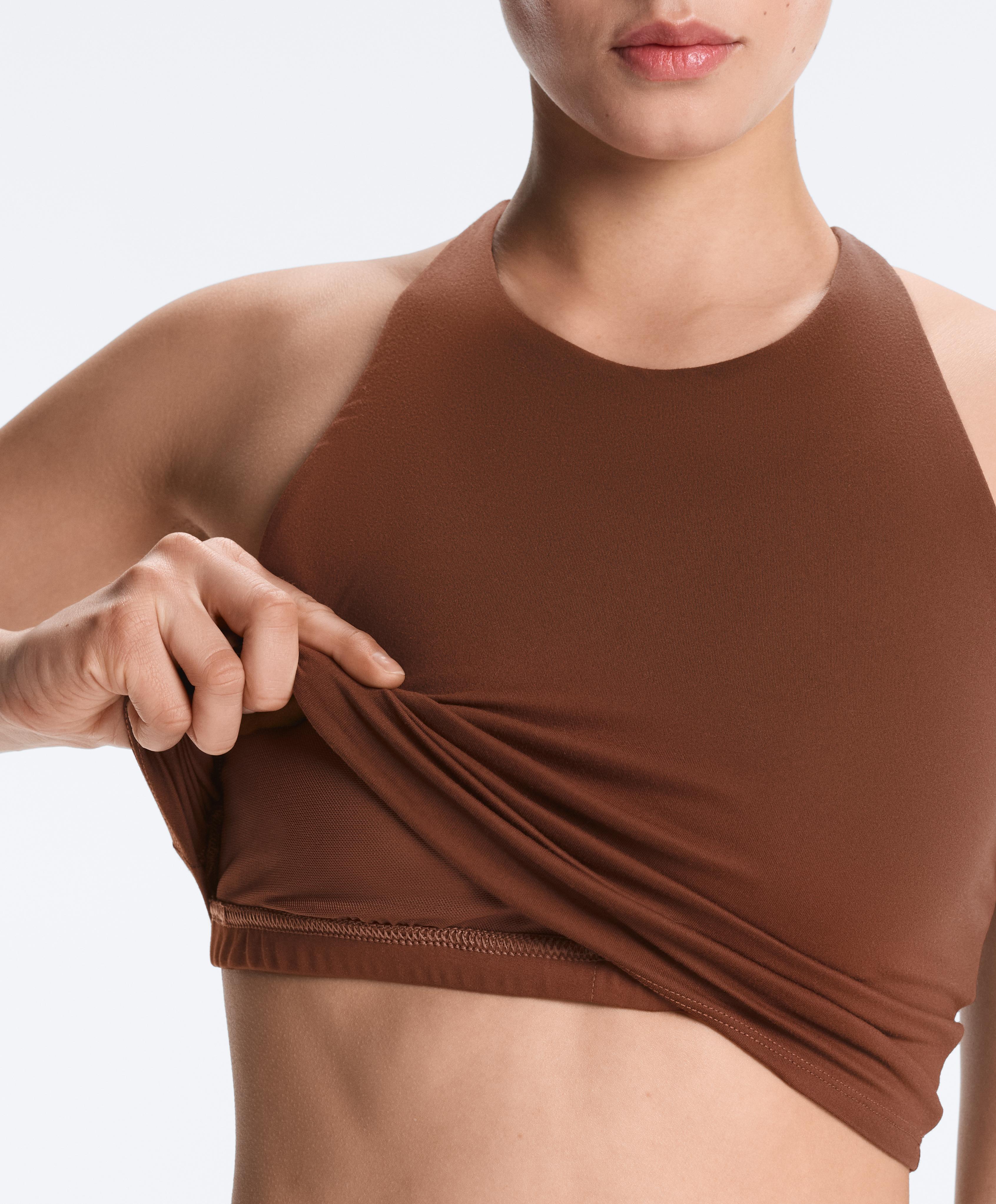 Comfortlux strappy tank top with cups — COFFEE