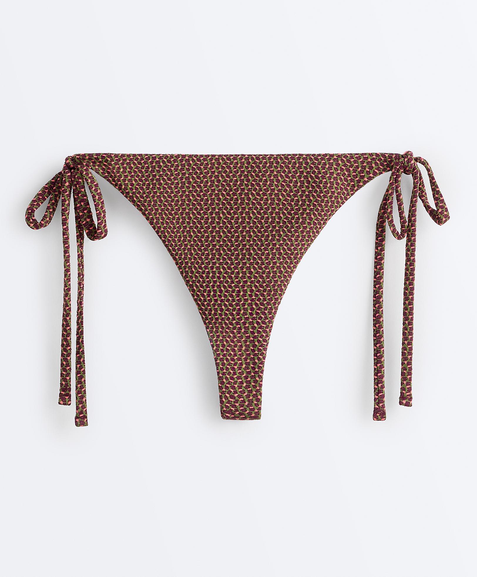Geometric tie-side bikini thong — LIGHT KHAKI