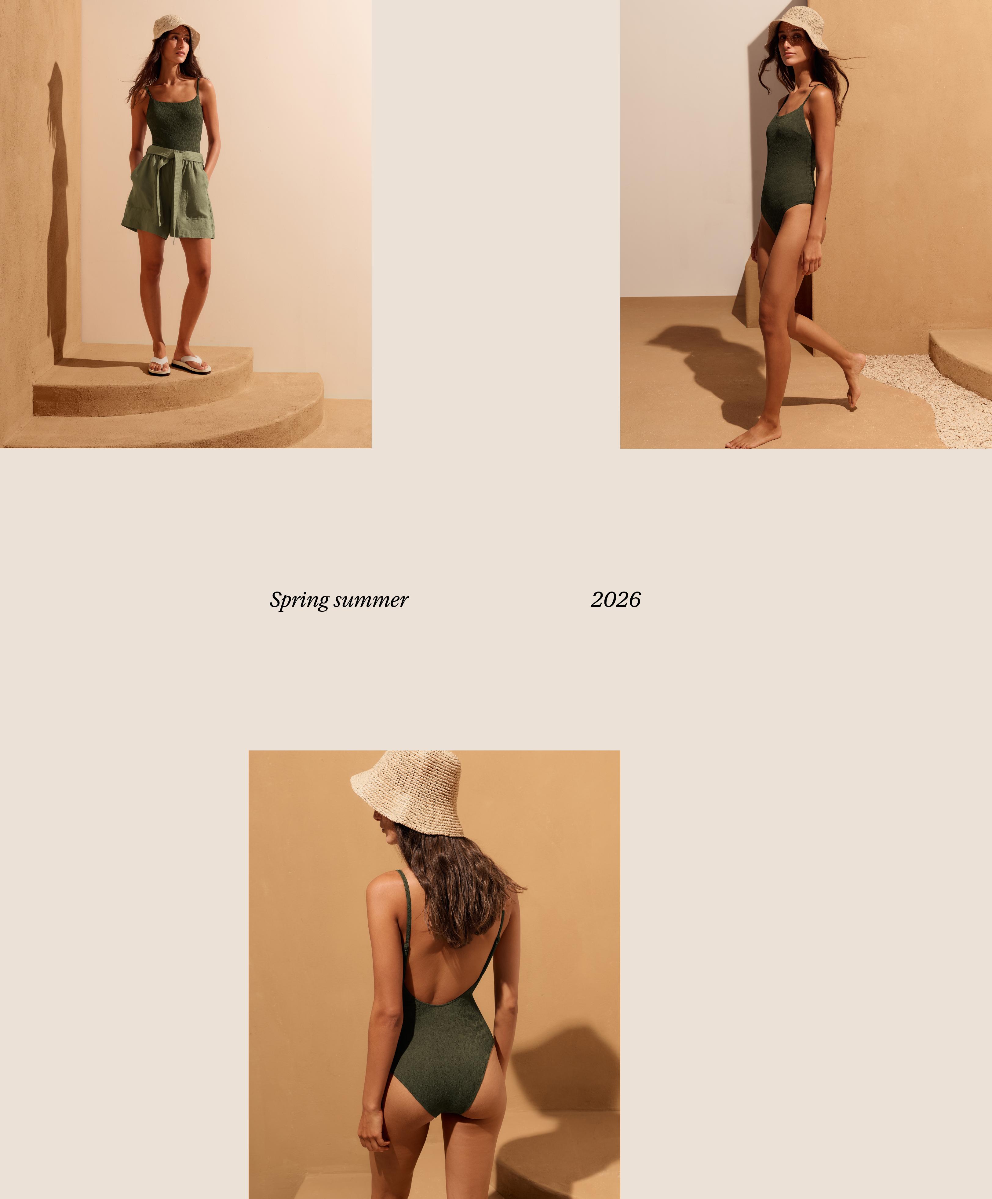 Textured leopard print swimsuit — DARK KHAKI