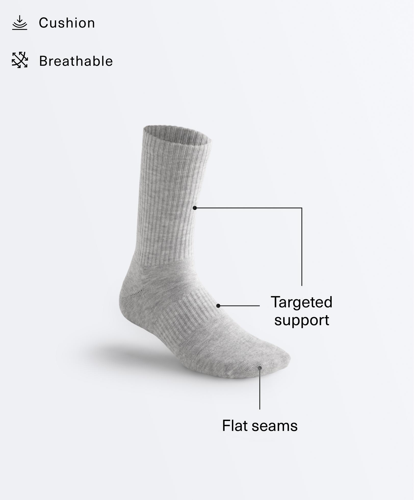 3 pairs of cotton blend classic sports socks — PALE GREY MELANGE