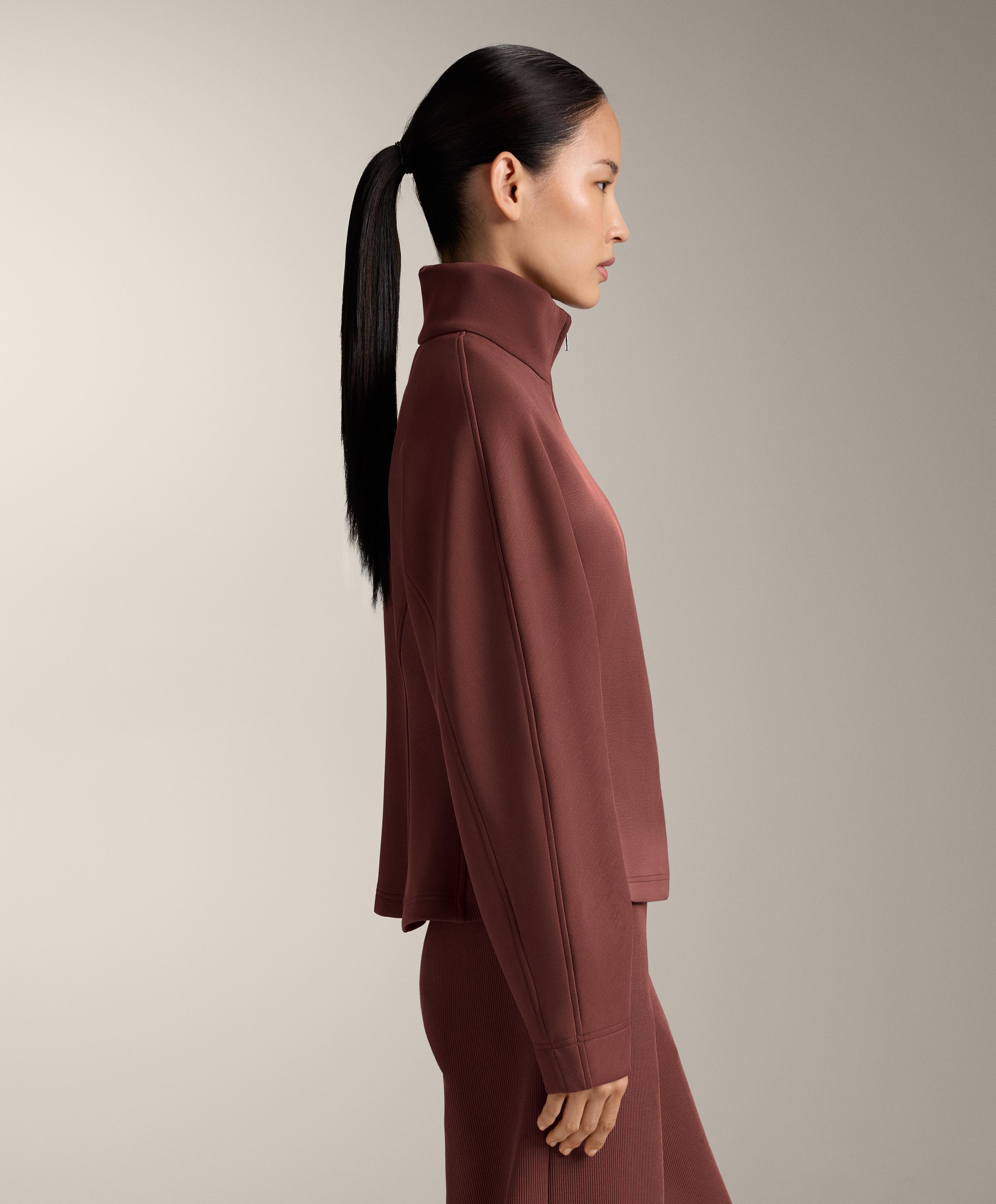 Fitted waist jacket with brushed modal — MAHOGANY