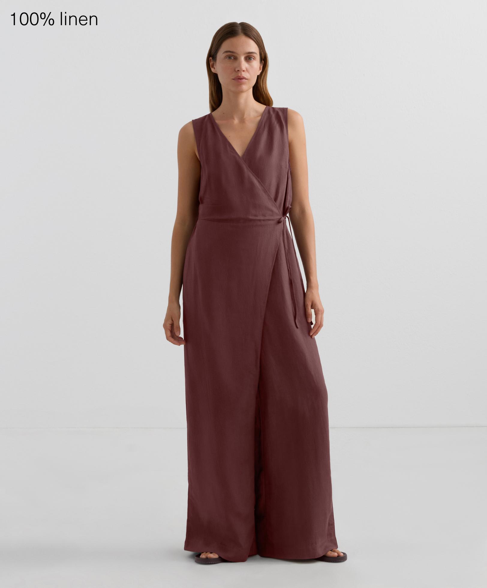 Wrap trouser jumpsuit with linen - Sale Wrap trouser jumpsuit with linen - Sale