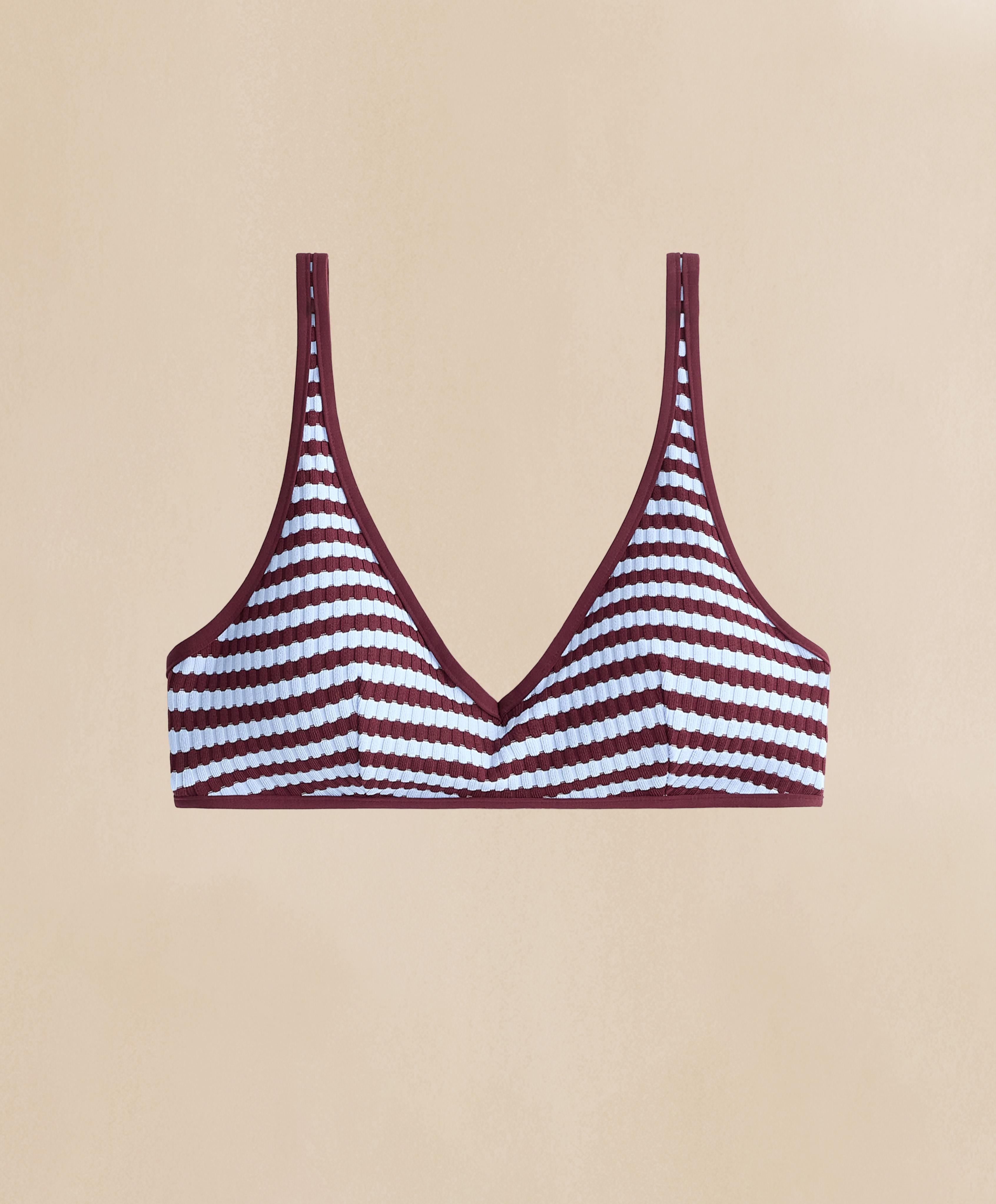 Striped textured halter bikini top — CHERRY