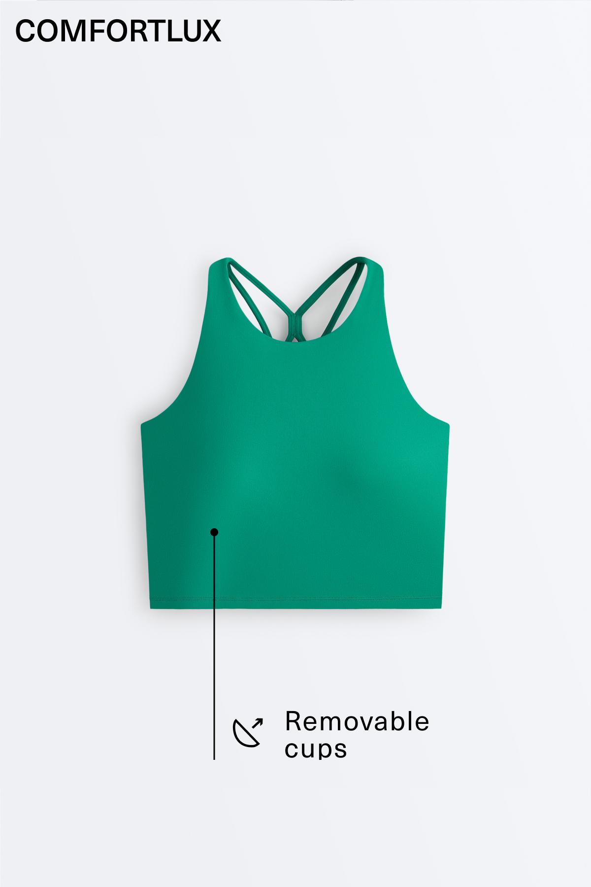 Comfortlux strappy tank top with cups — EMERALD GREEN