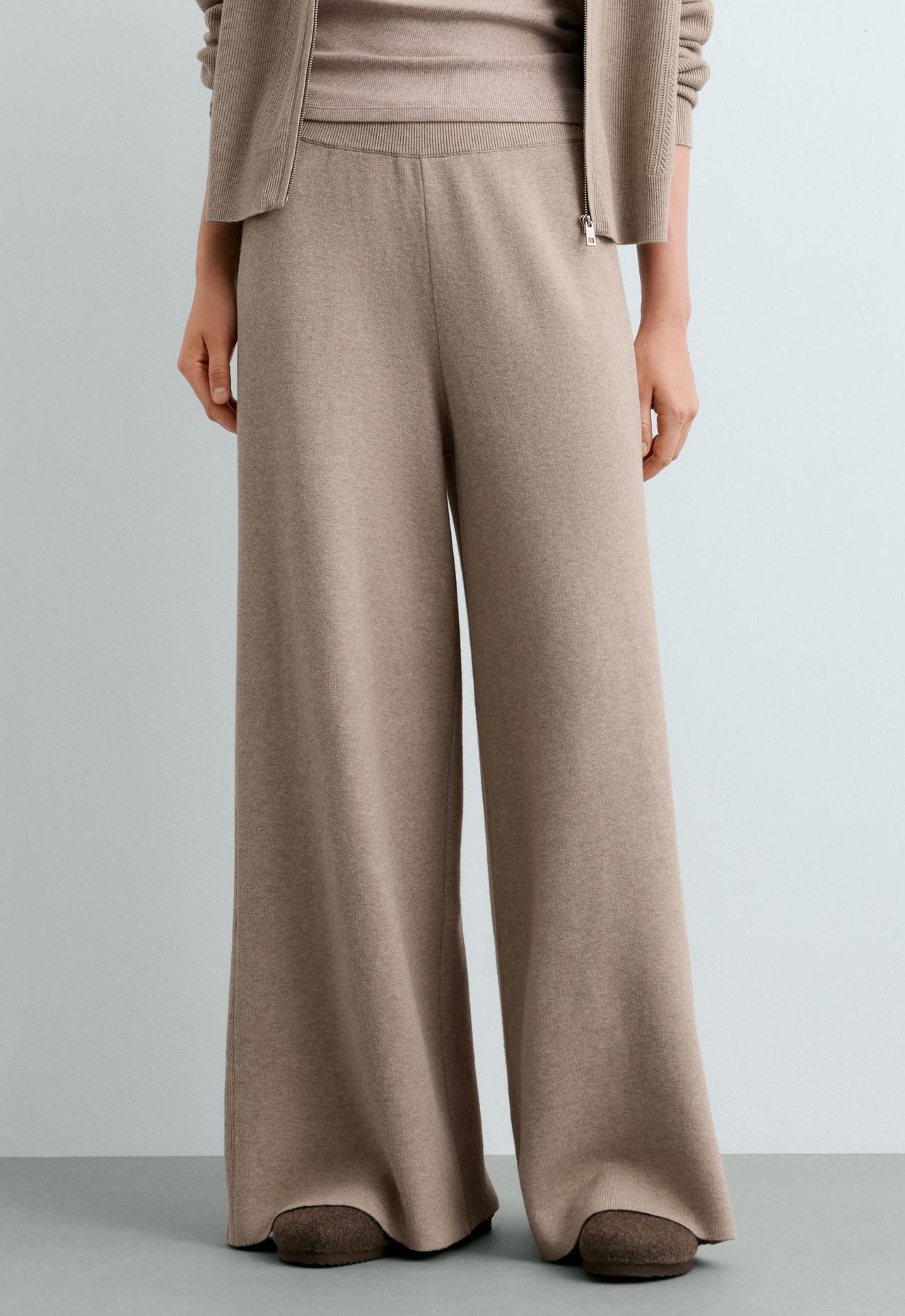 Openwork knit straight-leg trousers — SOFT MINK