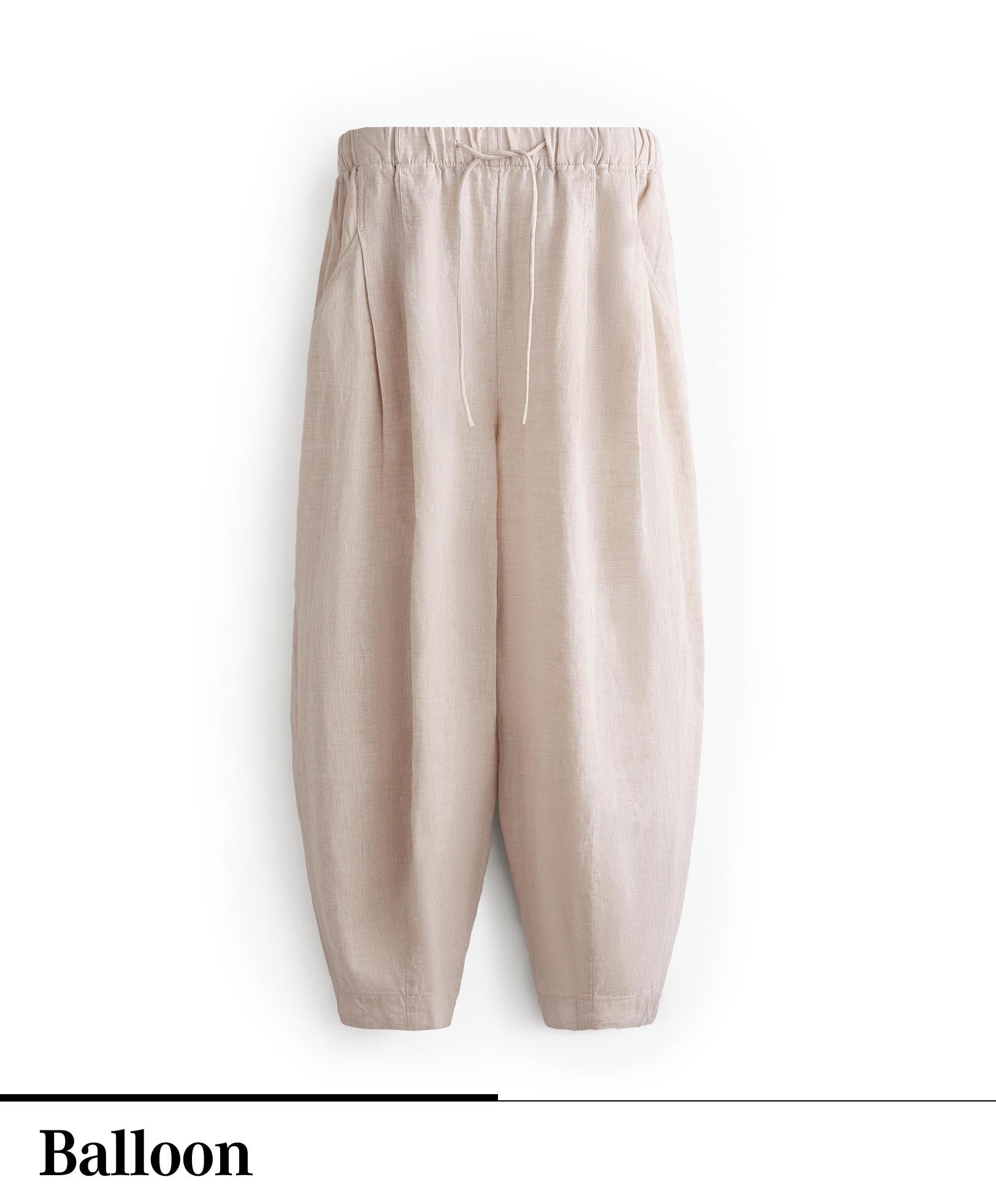 % 100 keten balloon pantolon