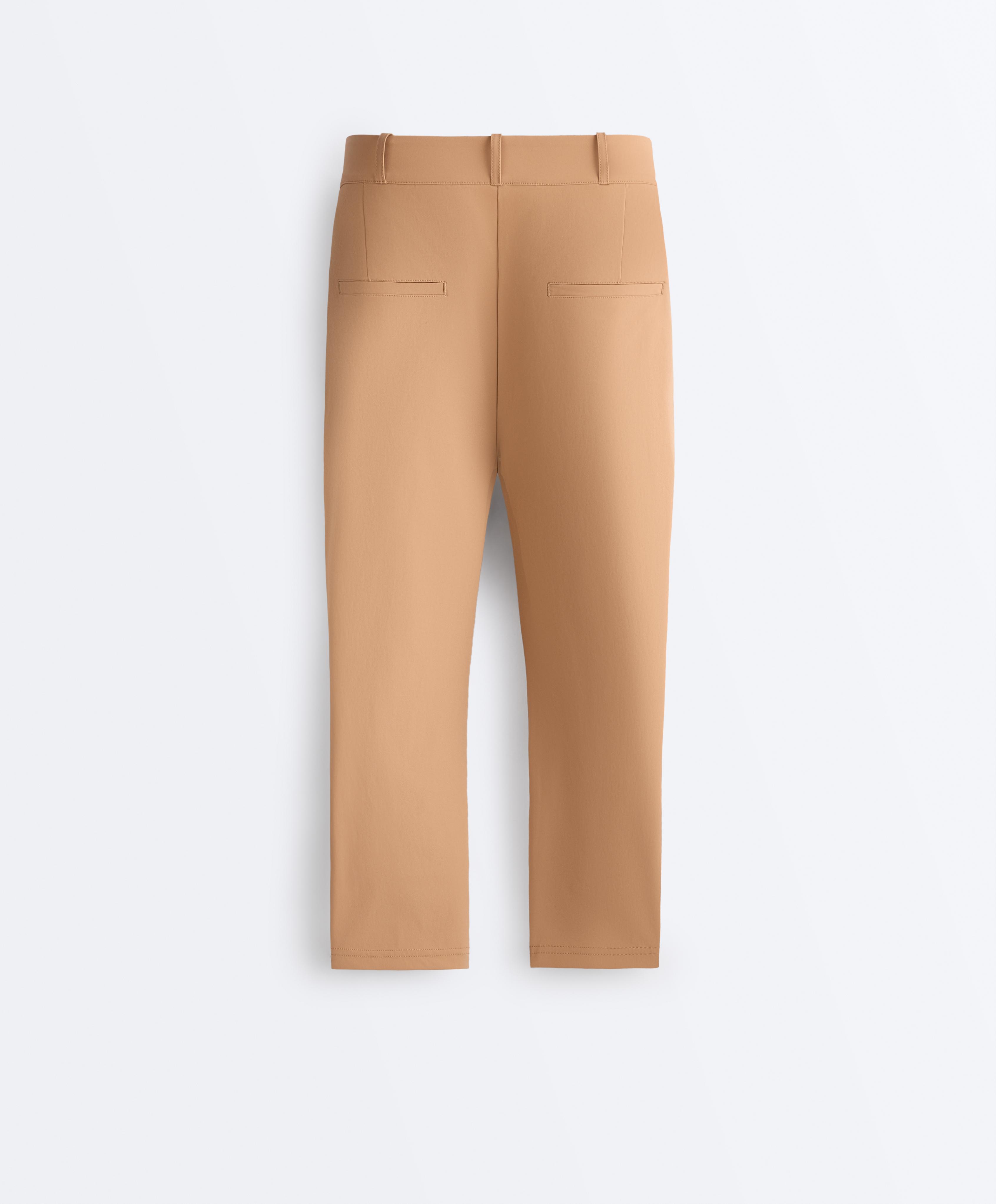 Technical skinny capri trousers with seam detail — SAND