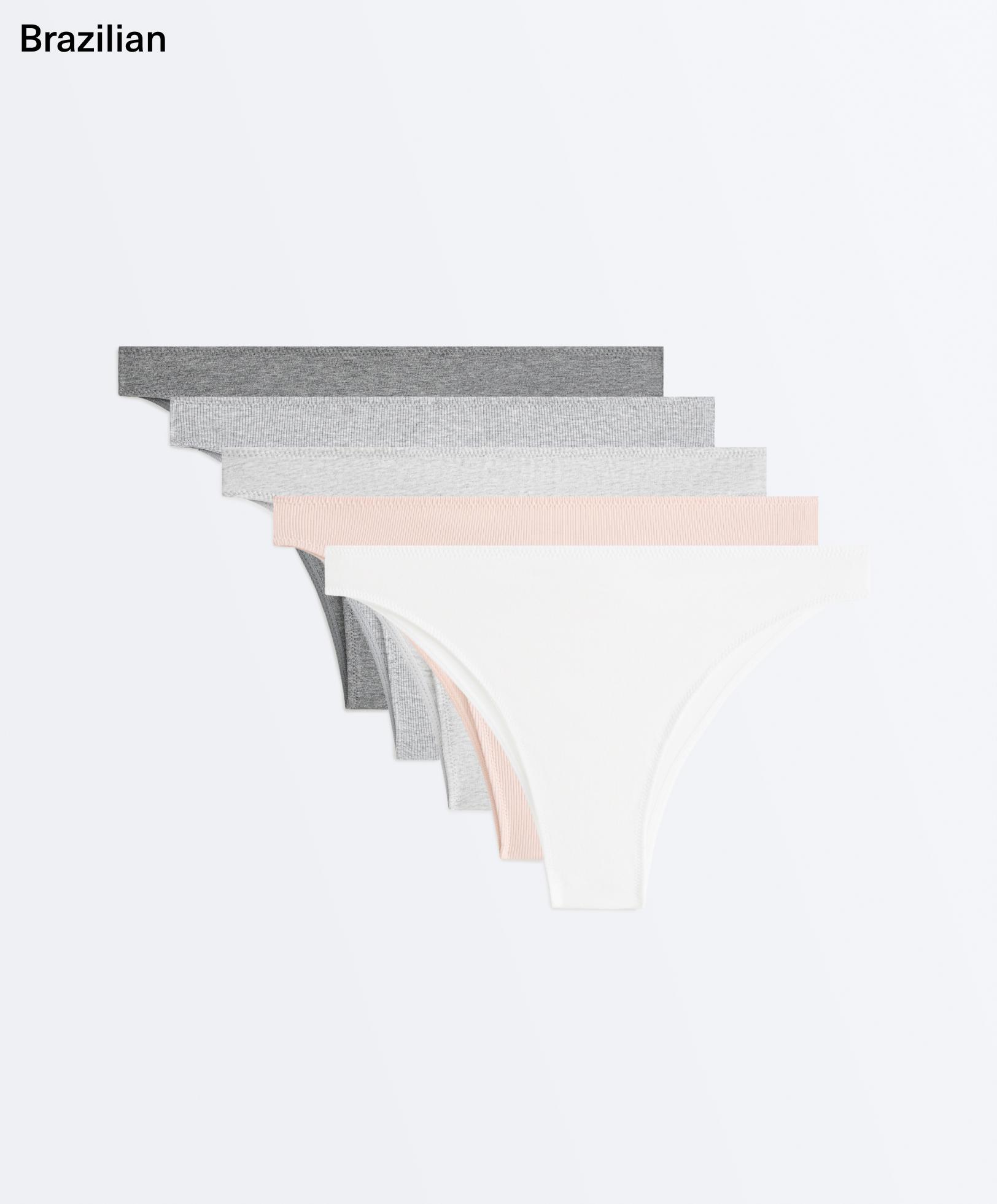 5 rib cotton blend Brazilian briefs — GREY MELANGE