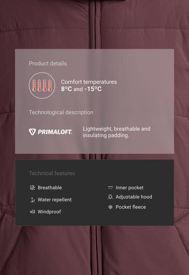 Water-repellent primaloft® padded jacket — DARK WINE RED 2