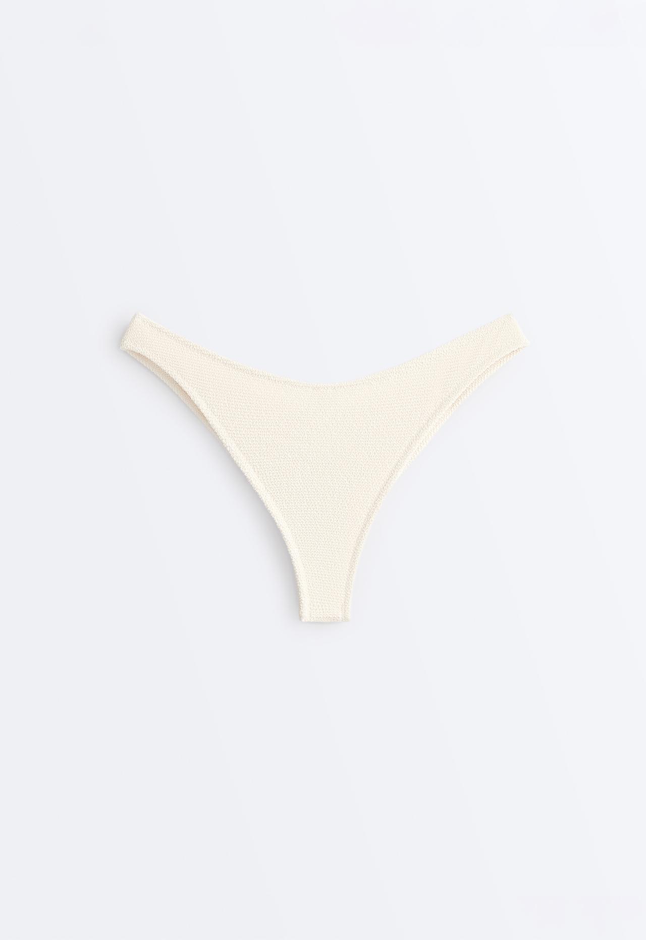 U-cut crinkle Brazilian bikini briefs — ECRU