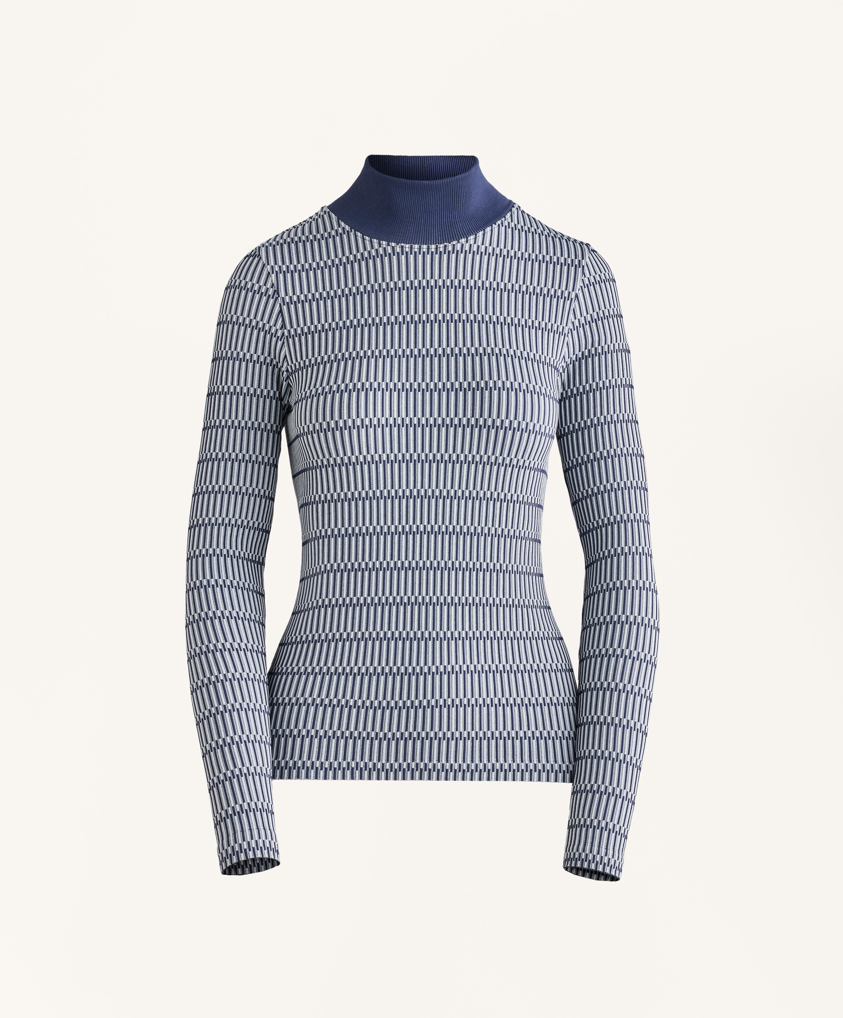 Geometric seamless thermal base layer T-shirt — NAVY BLUE
