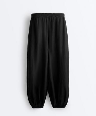 100% linen bloomer trousers — BLACK 7