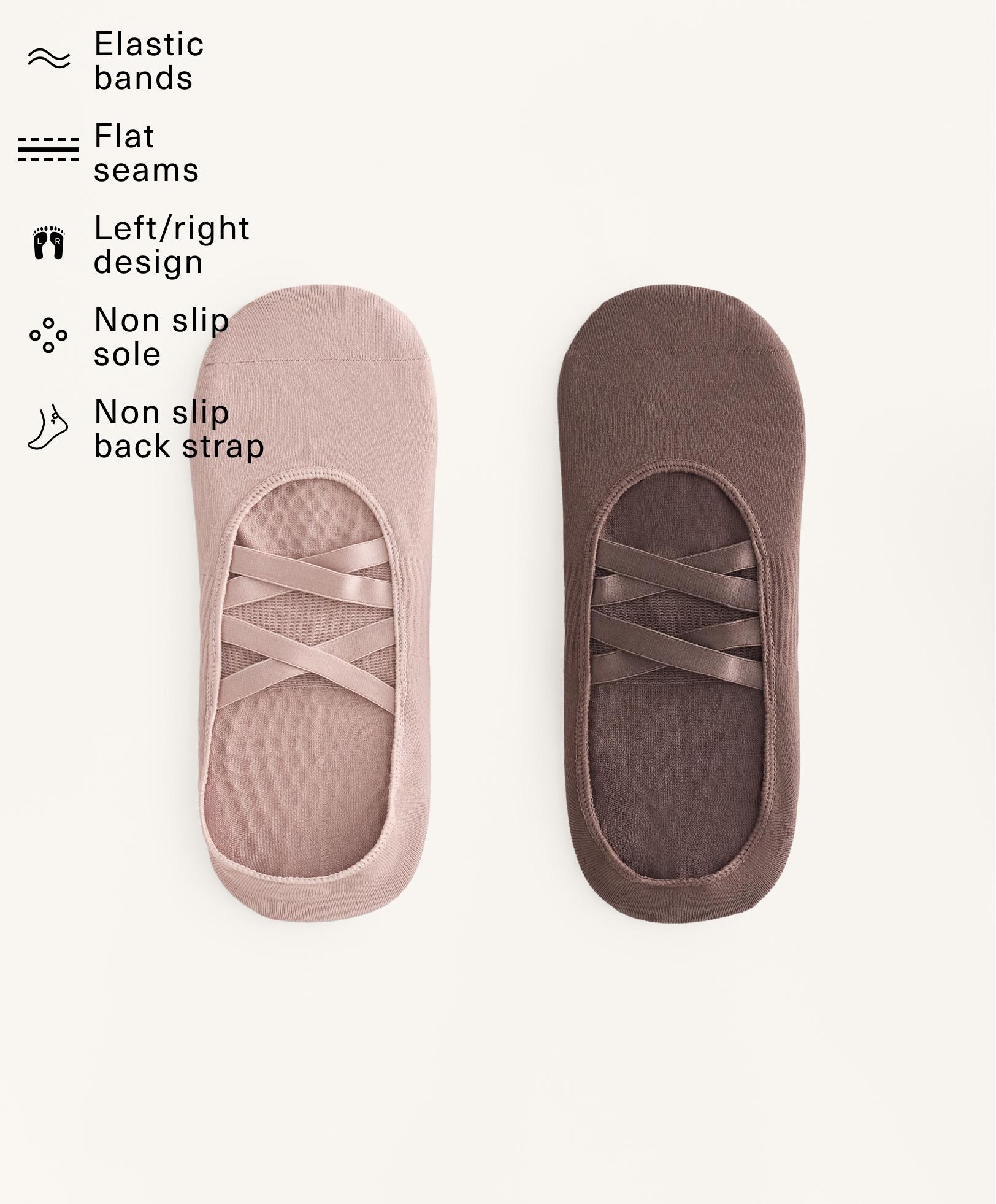 2 pairs of polyamide blend yoga and Pilates socks with double straps