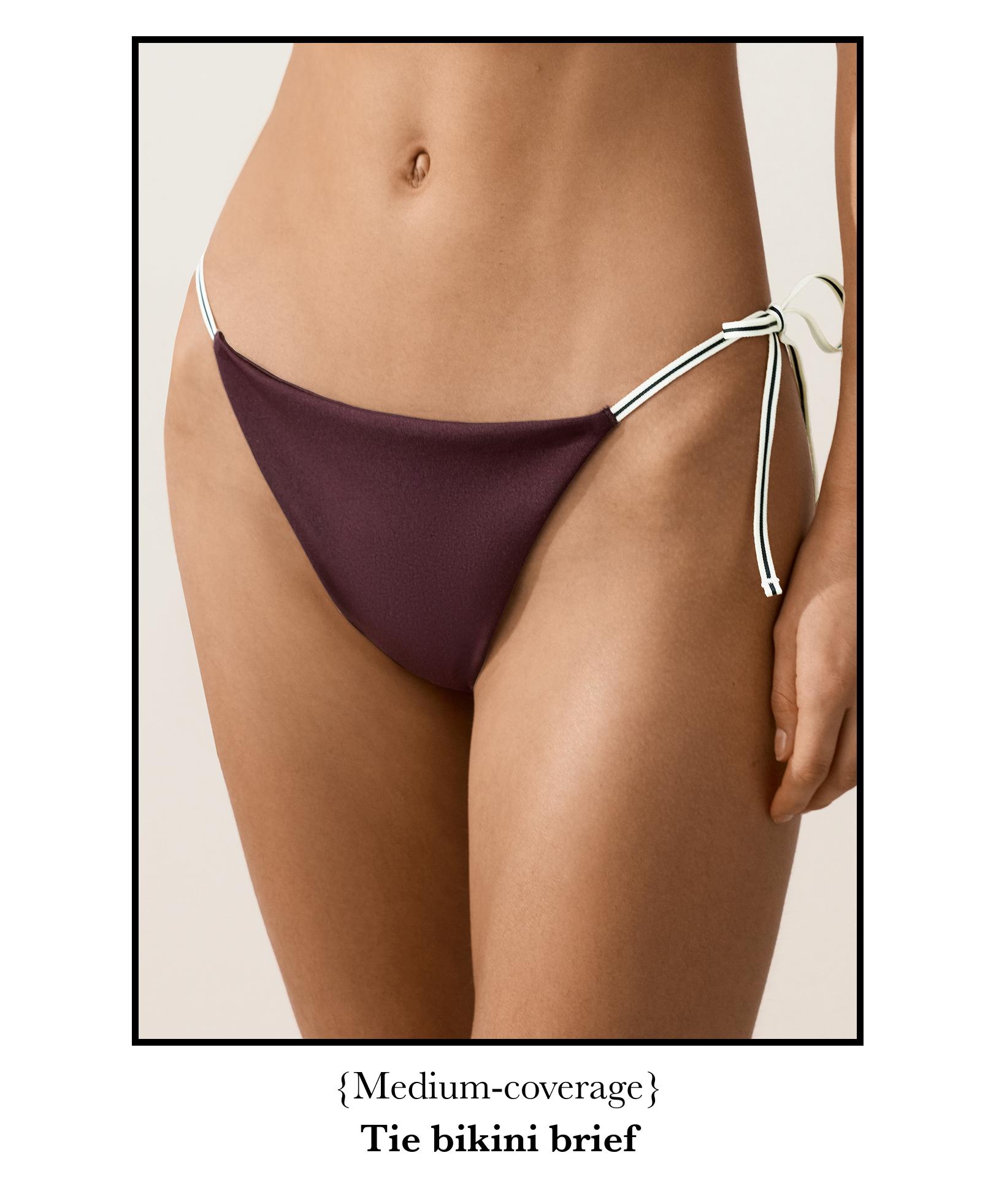 Medium-coverage tie bikini briefs — DARK PLUM
