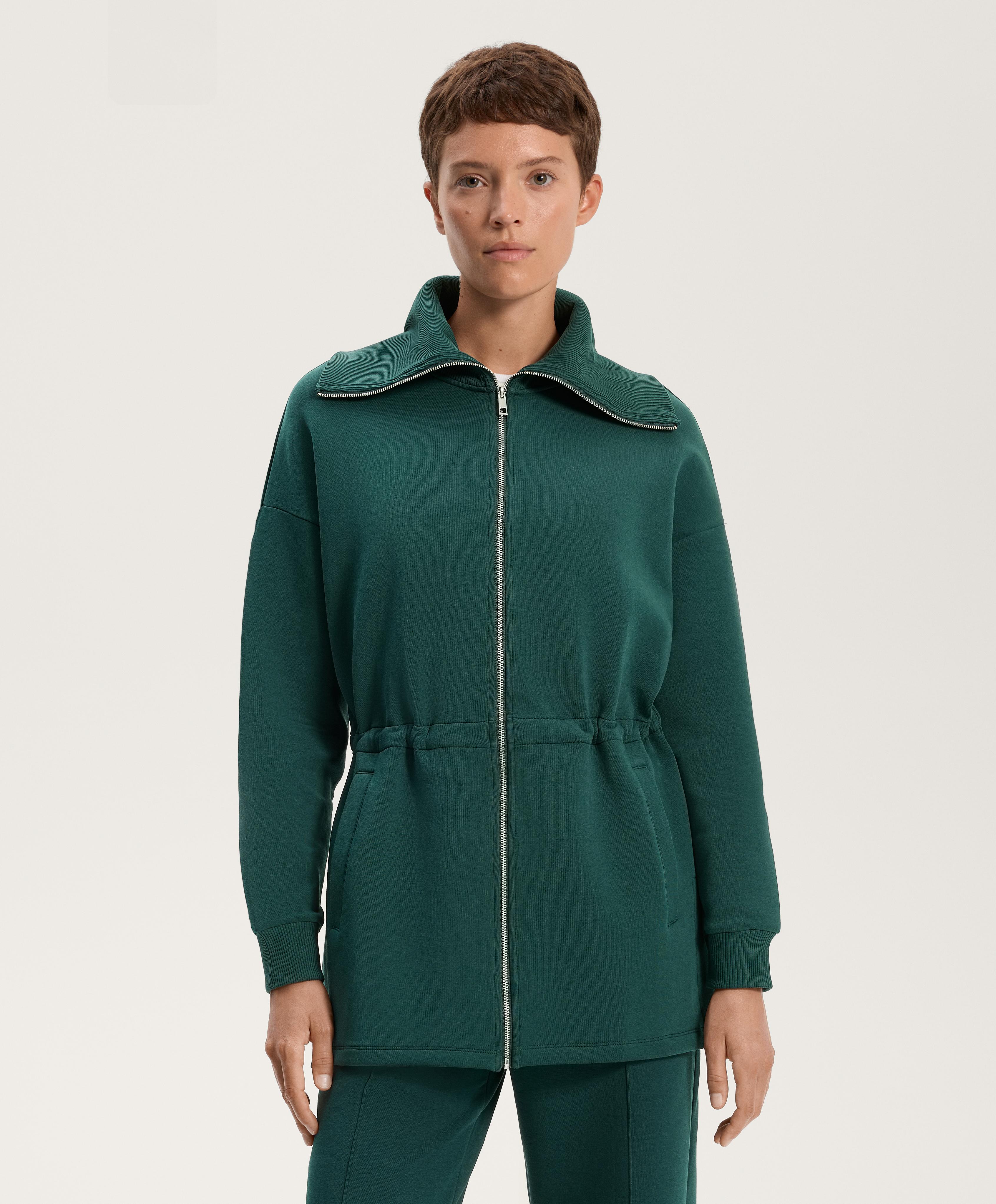 Chaqueta larga cintura ajustable cuello rib mezcla algodón Chaqueta larga cintura ajustable cuello rib mezcla algodón