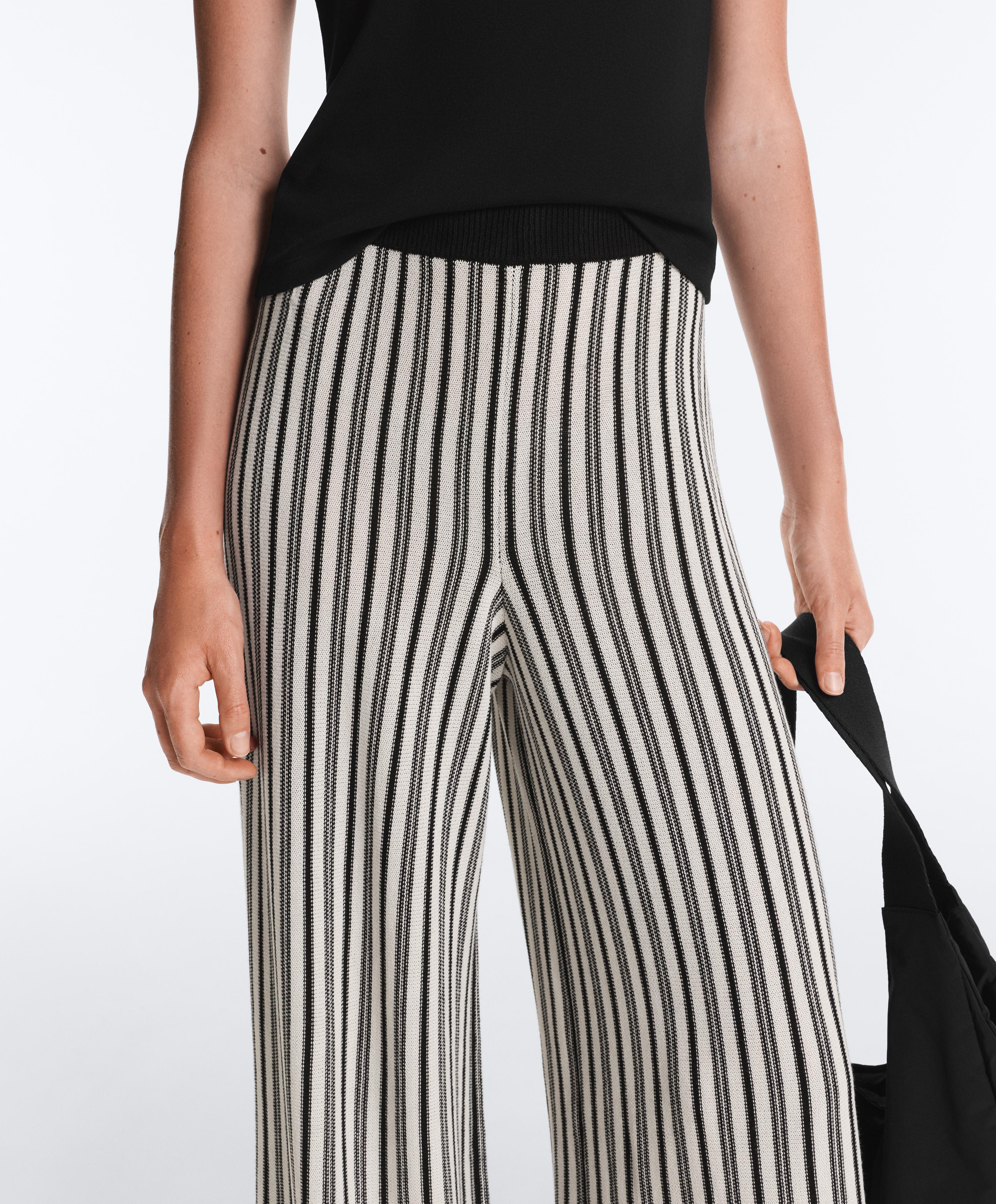 Striped knit bloomer trousers — BLACK