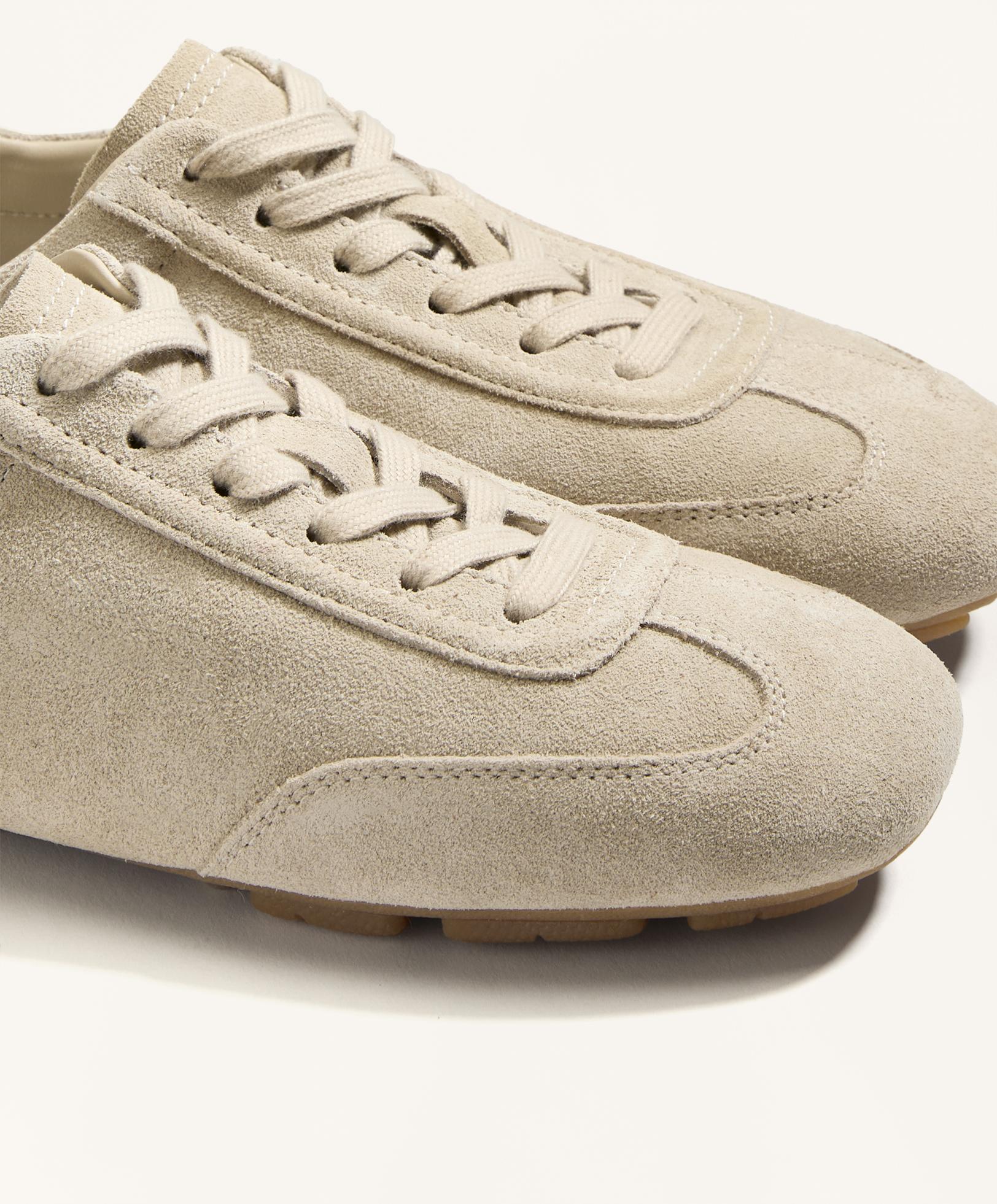 Split leather trainers