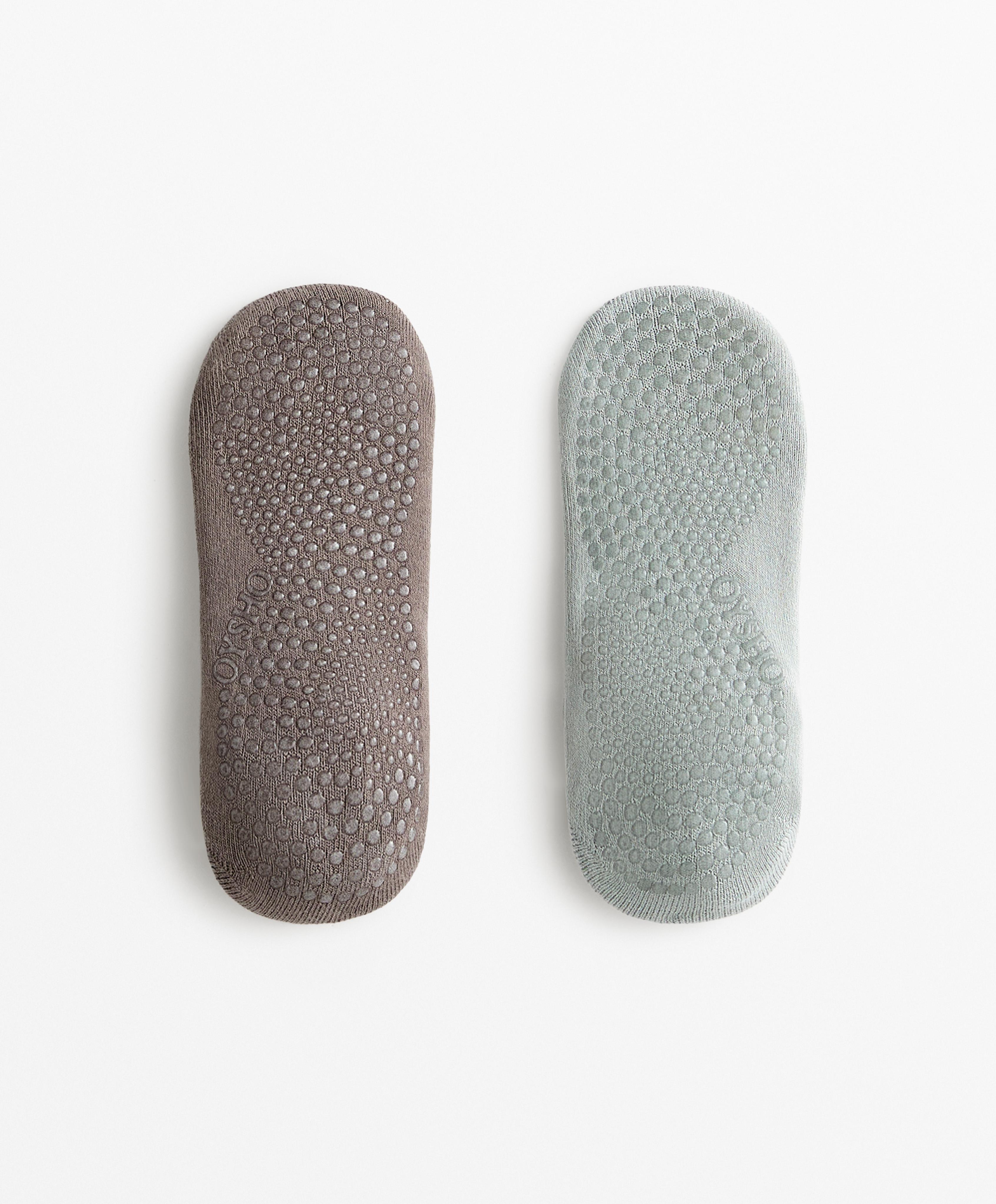 2 pares de calcetines yoga y pilates mezcla algodón cintas cruzadas acolchados