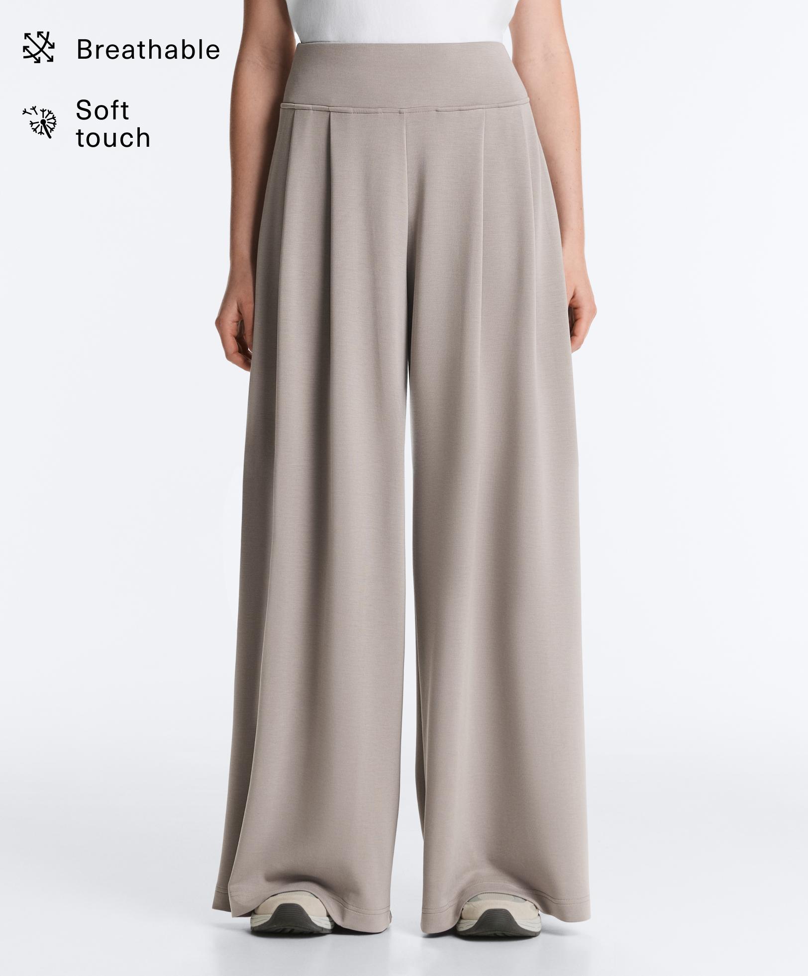 Soft-touch modal wide-leg trousers with corset detail - Sale