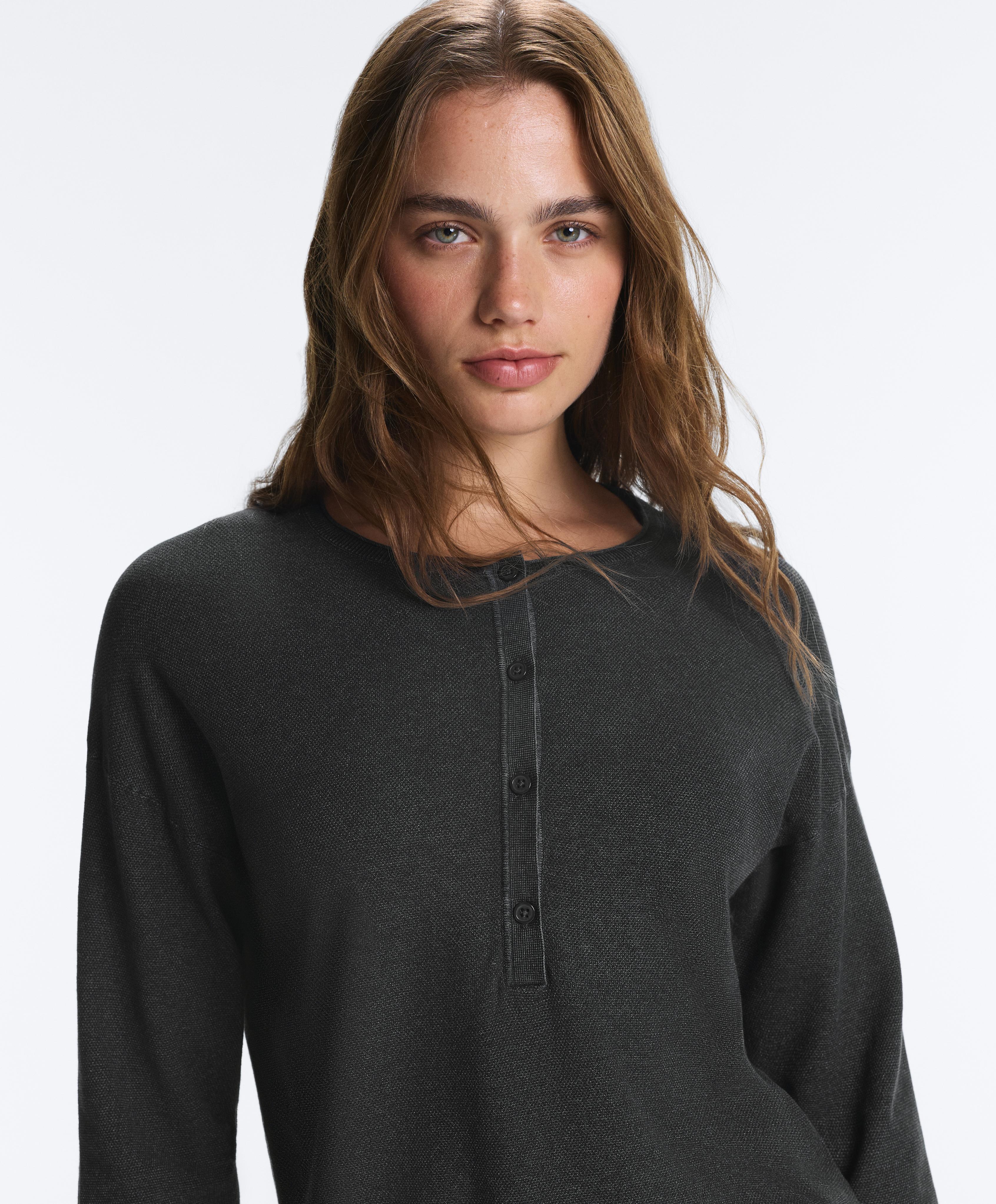 Long-sleeve waffle knit jumper — DARK ANTHRACITE