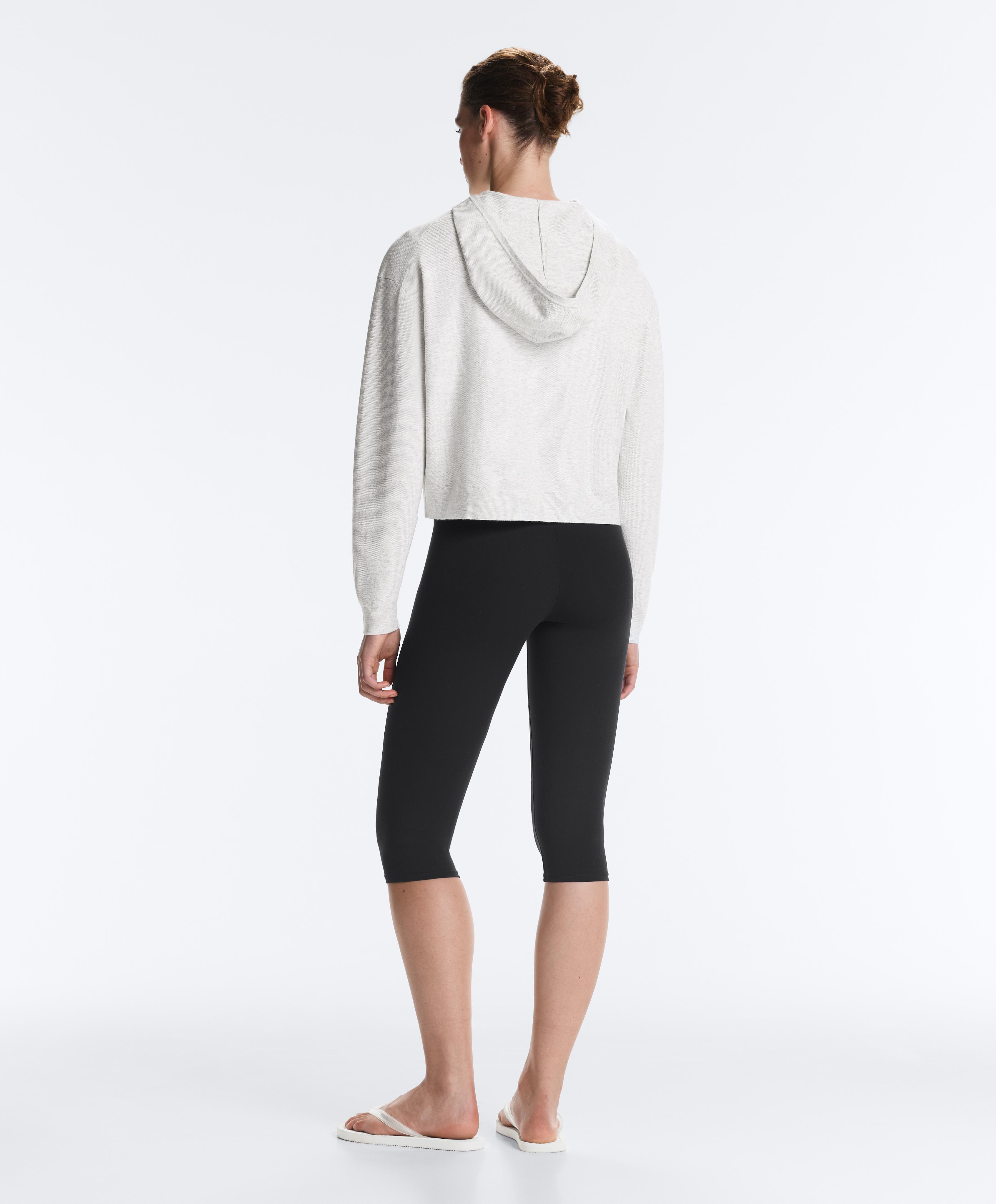 Knit hooded jacket — PALE GREY MELANGE