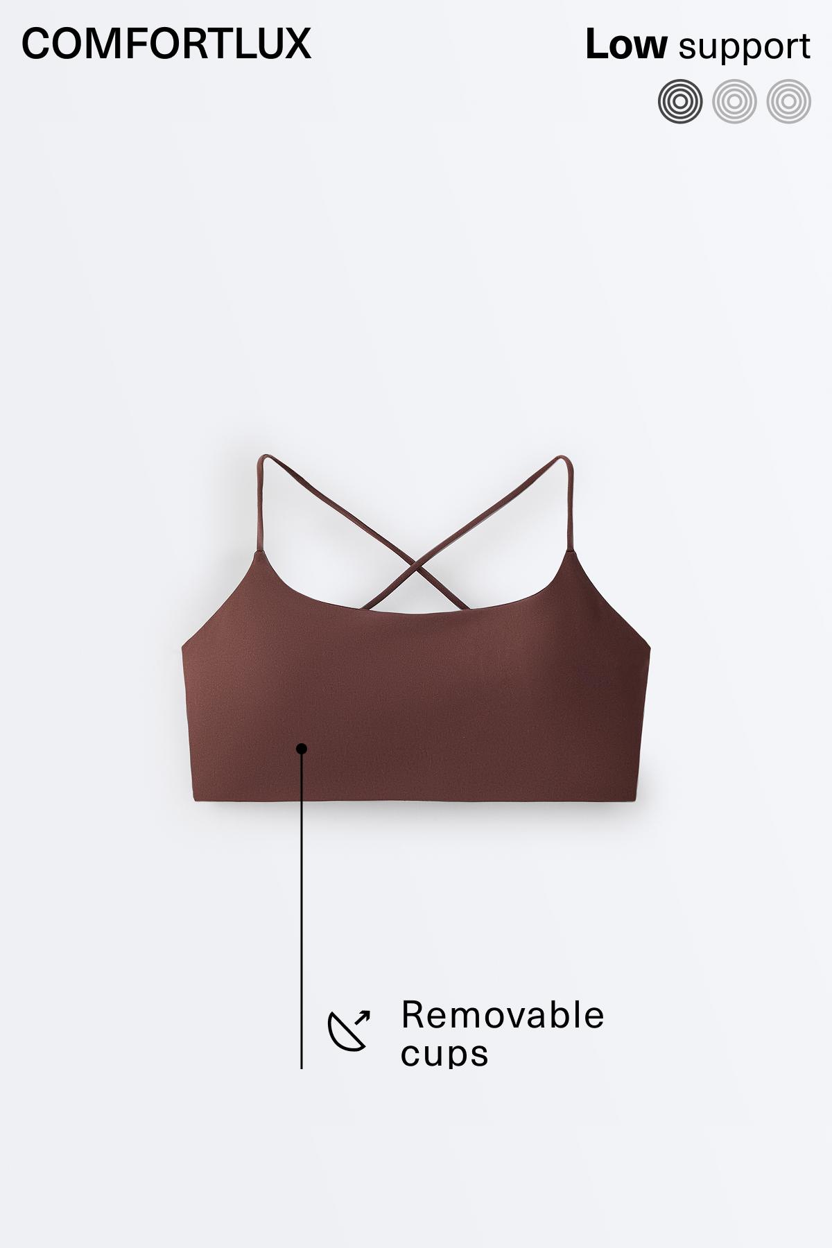 Low-support Comfortlux crossover sports bra — CHOCOLATE