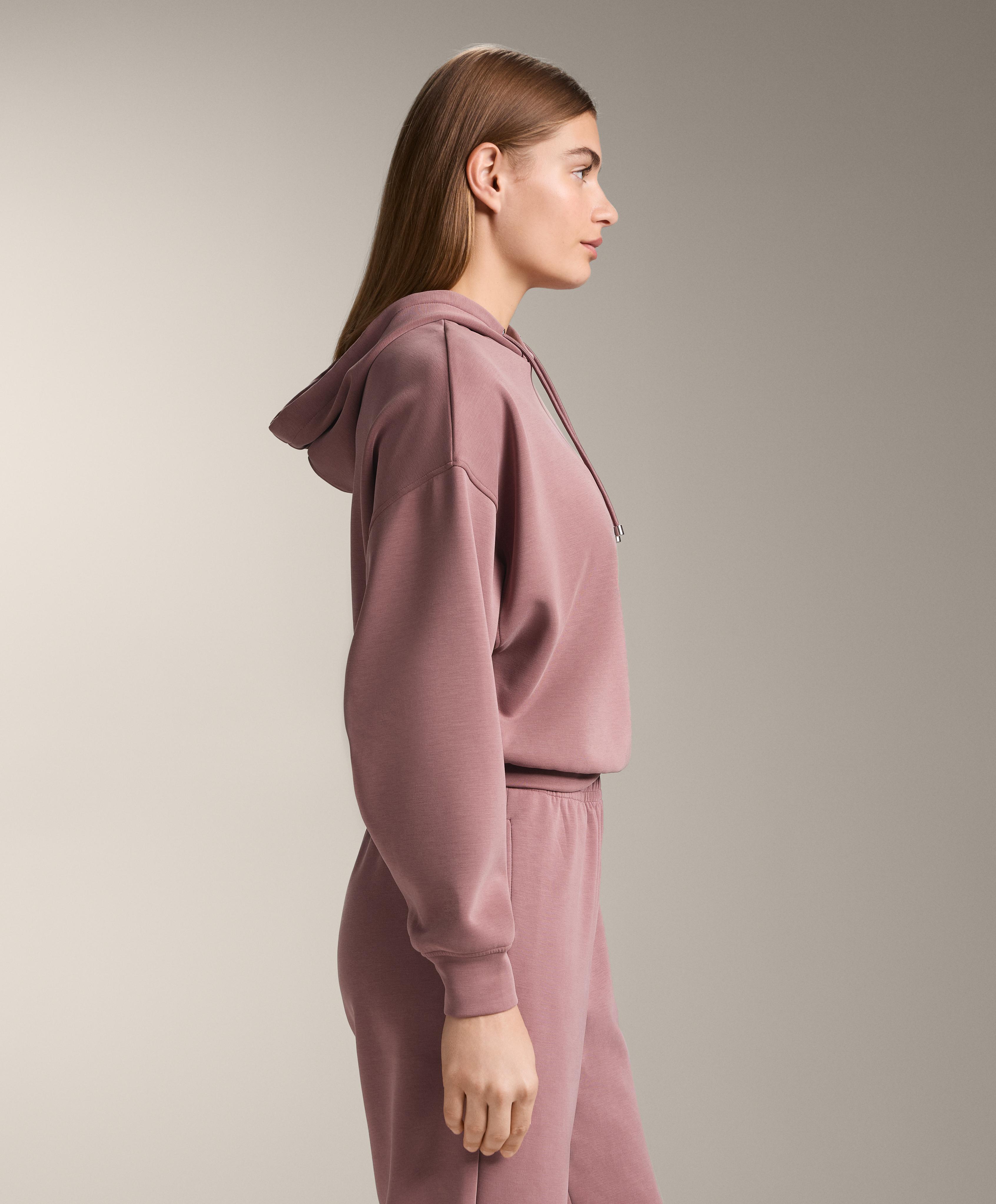 Boxy hoodie with brushed modal — PINK-MAUVE