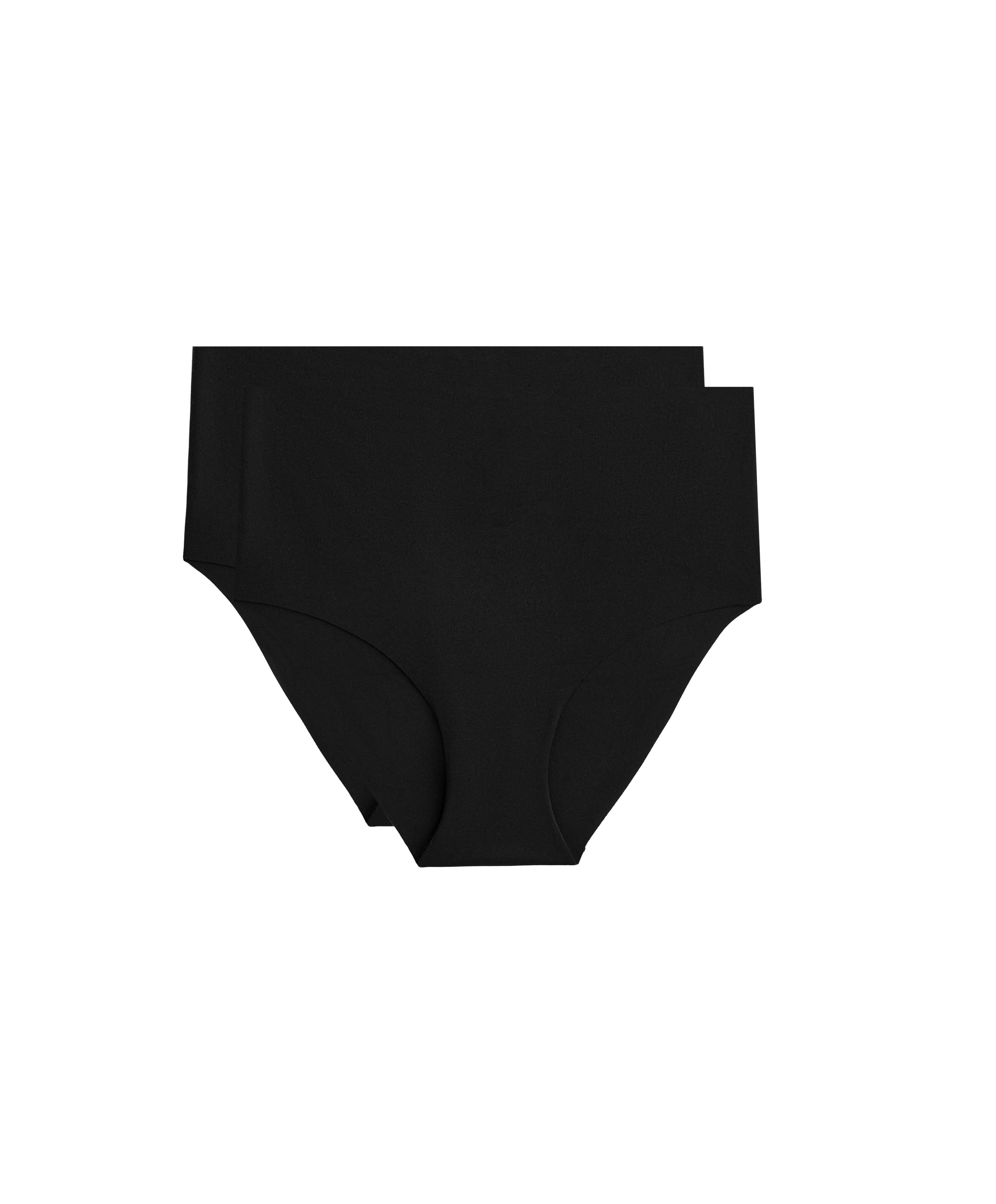 2 invisible polyamide blend mid-rise classic briefs — BLACK