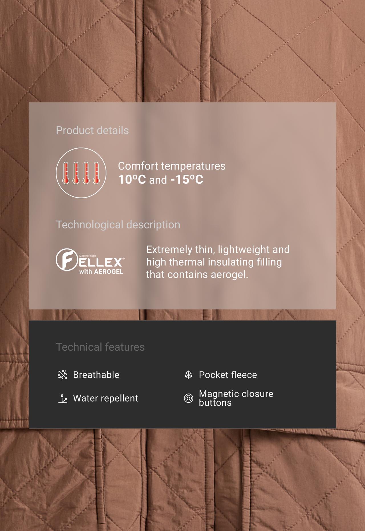 Fellex® aerogel padded jacket with faux-fur-effect lining — DARK BRICK