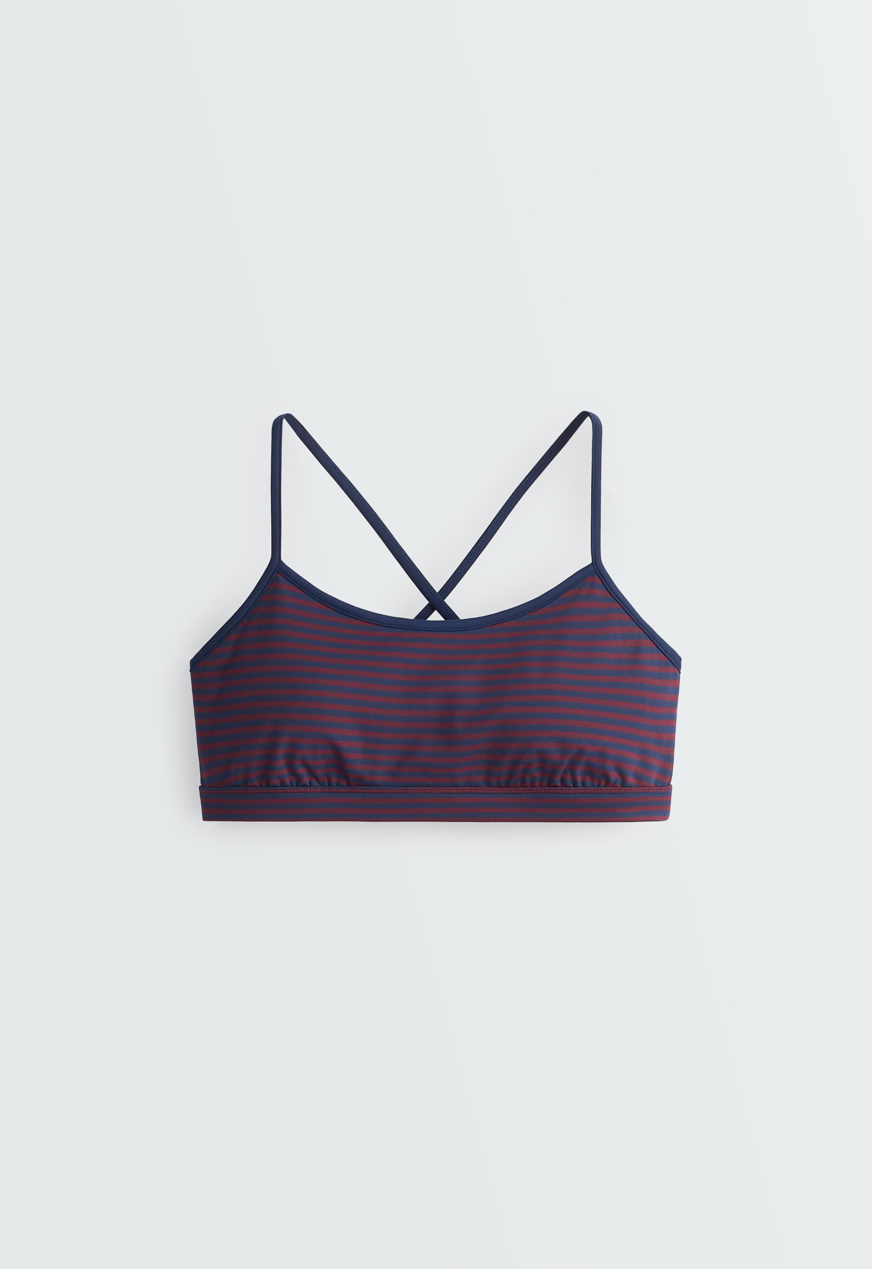 Low-support striped Comfortlux sports bra — STRAWBERRY