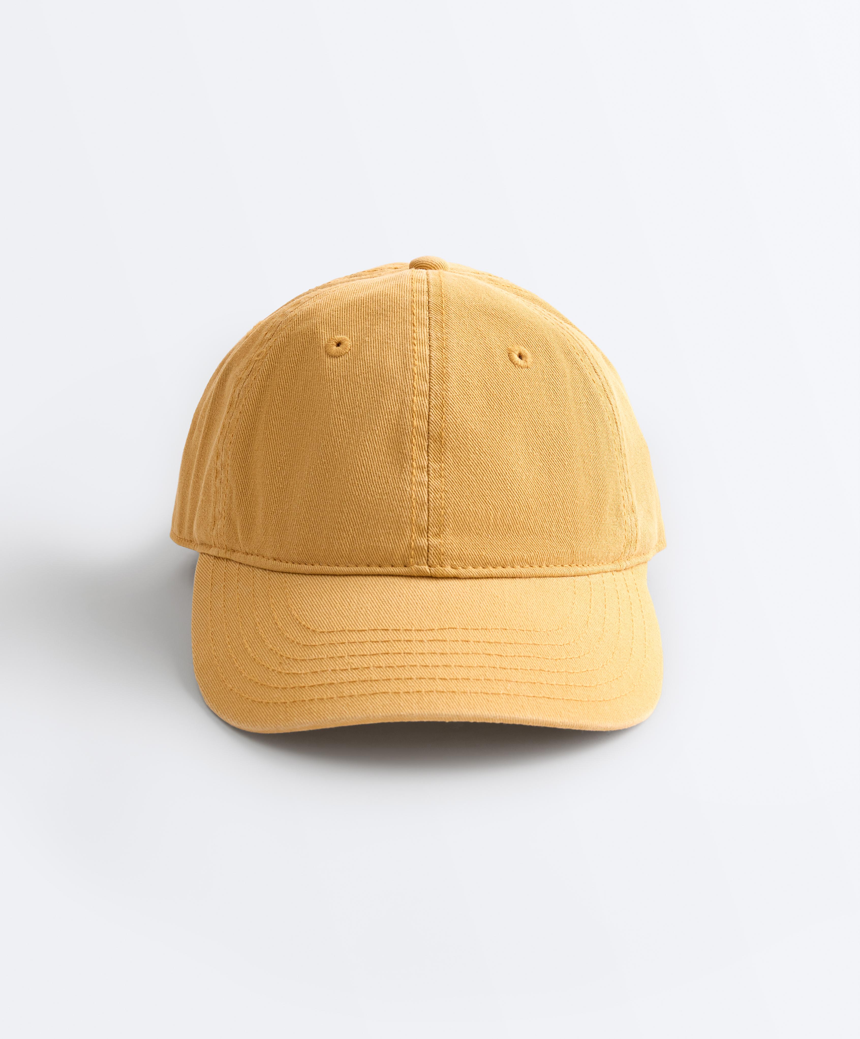 Washed-effect 100% cotton cap — MUSTARD