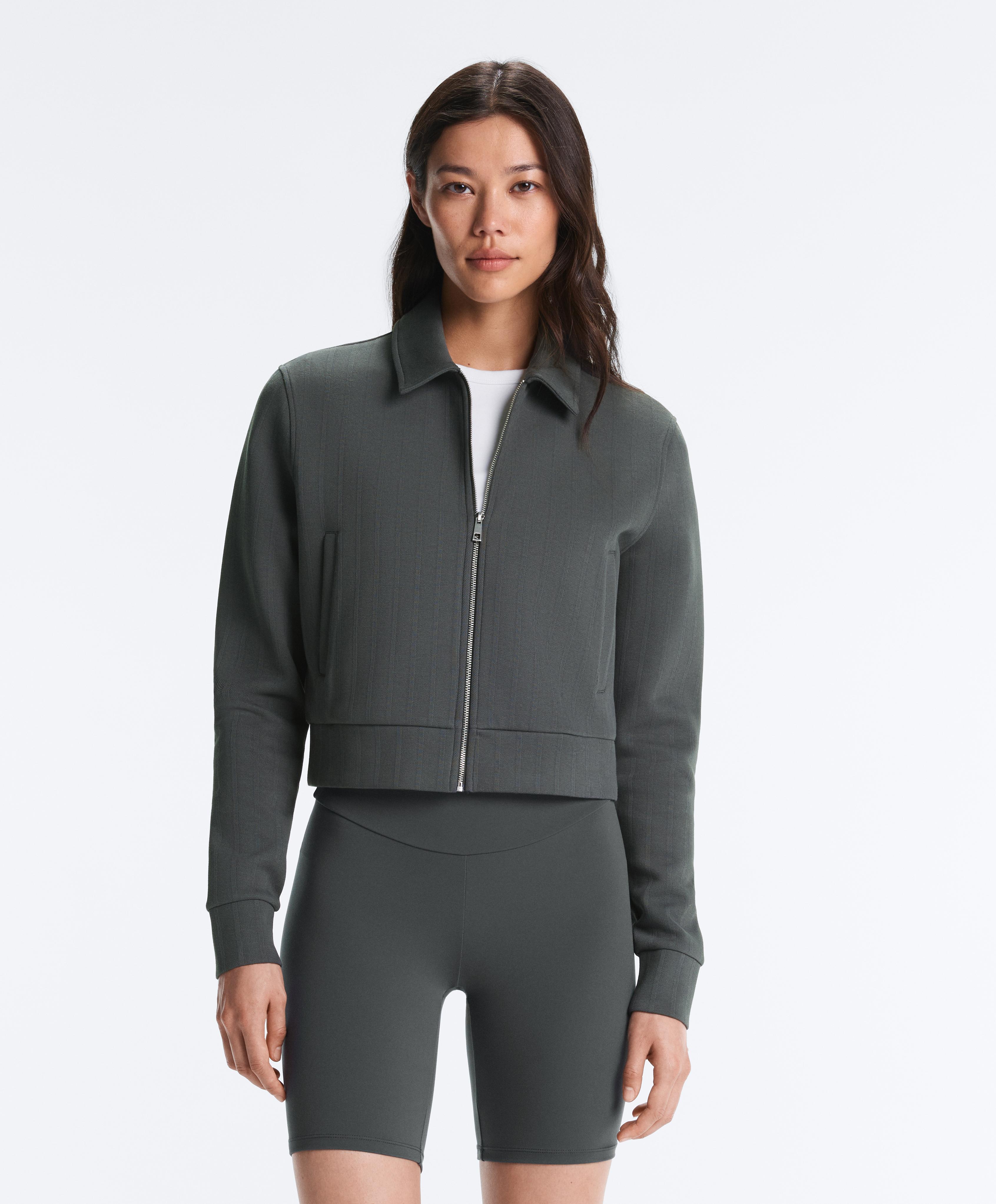 Striped cotton piqué jacket — STEEL GREY