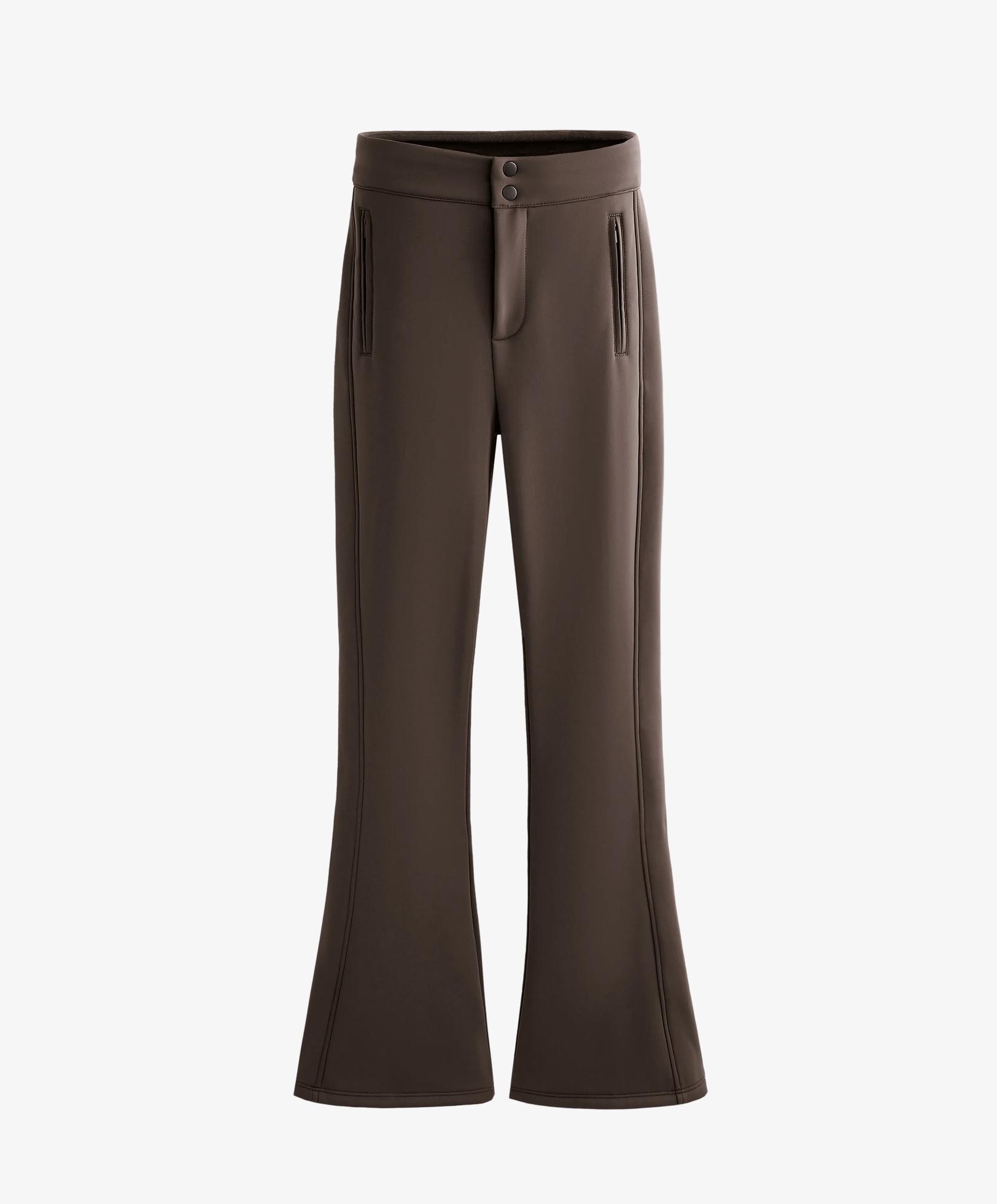 Water-resistant flare stretch SKI trousers — DARK BROWN