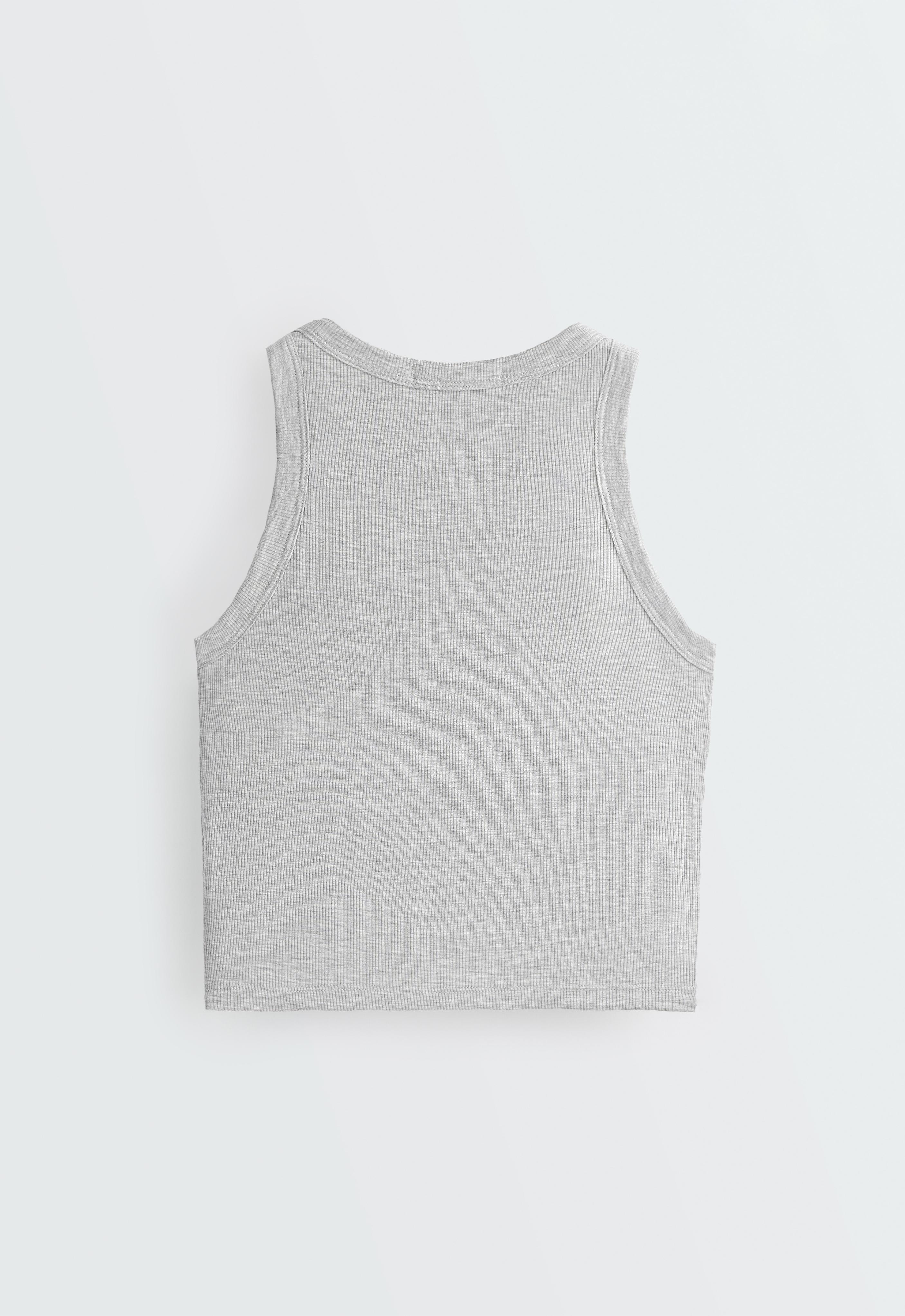 Rib modal blend long tank top — GREY MELANGE