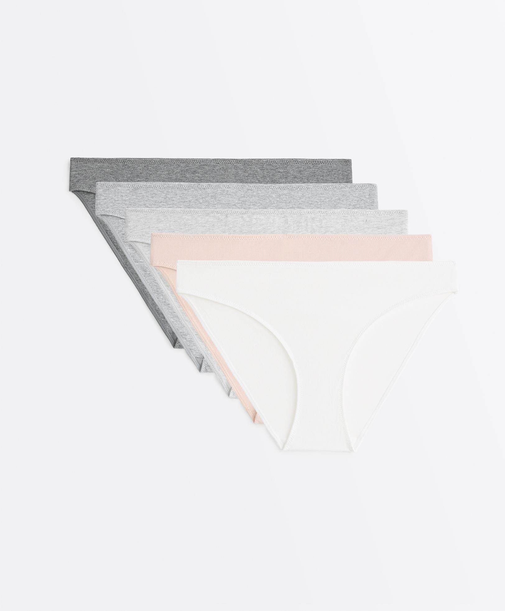5 cotton rib classic briefs — GREY MELANGE