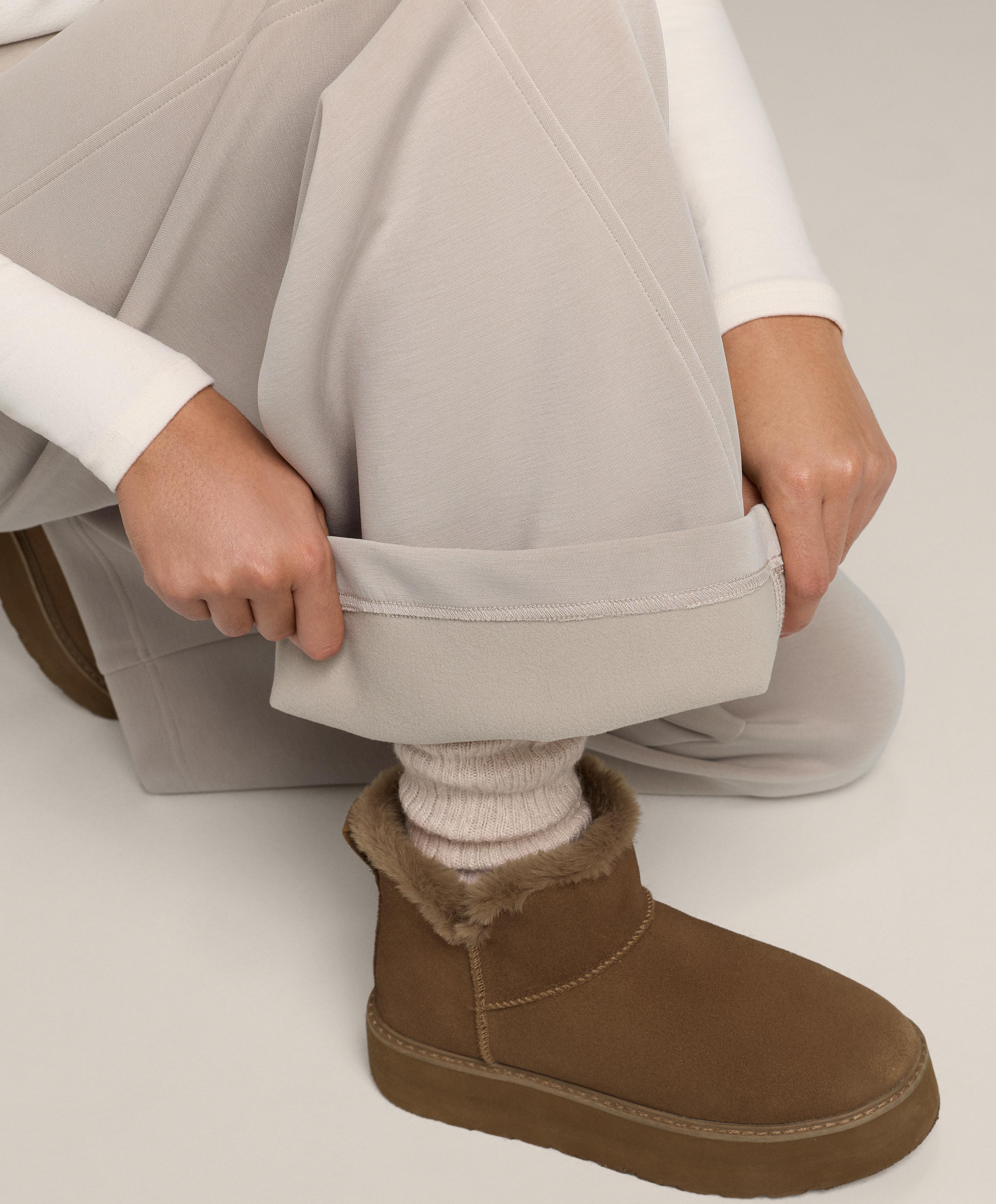 Super high-rise flare trousers with brushed modal — DUSTY TAUPE