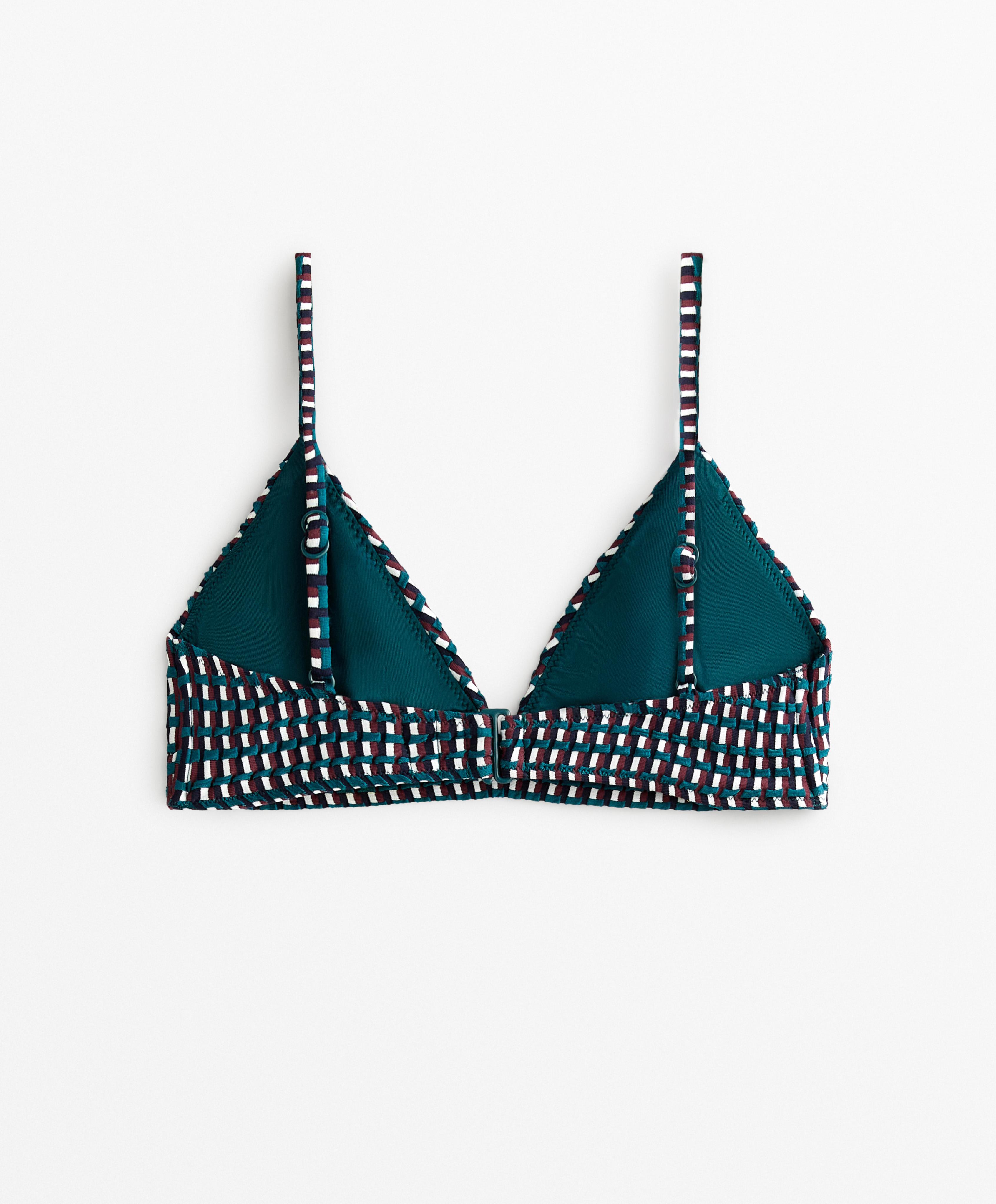 Bikini top triangular jacquard tricolor
