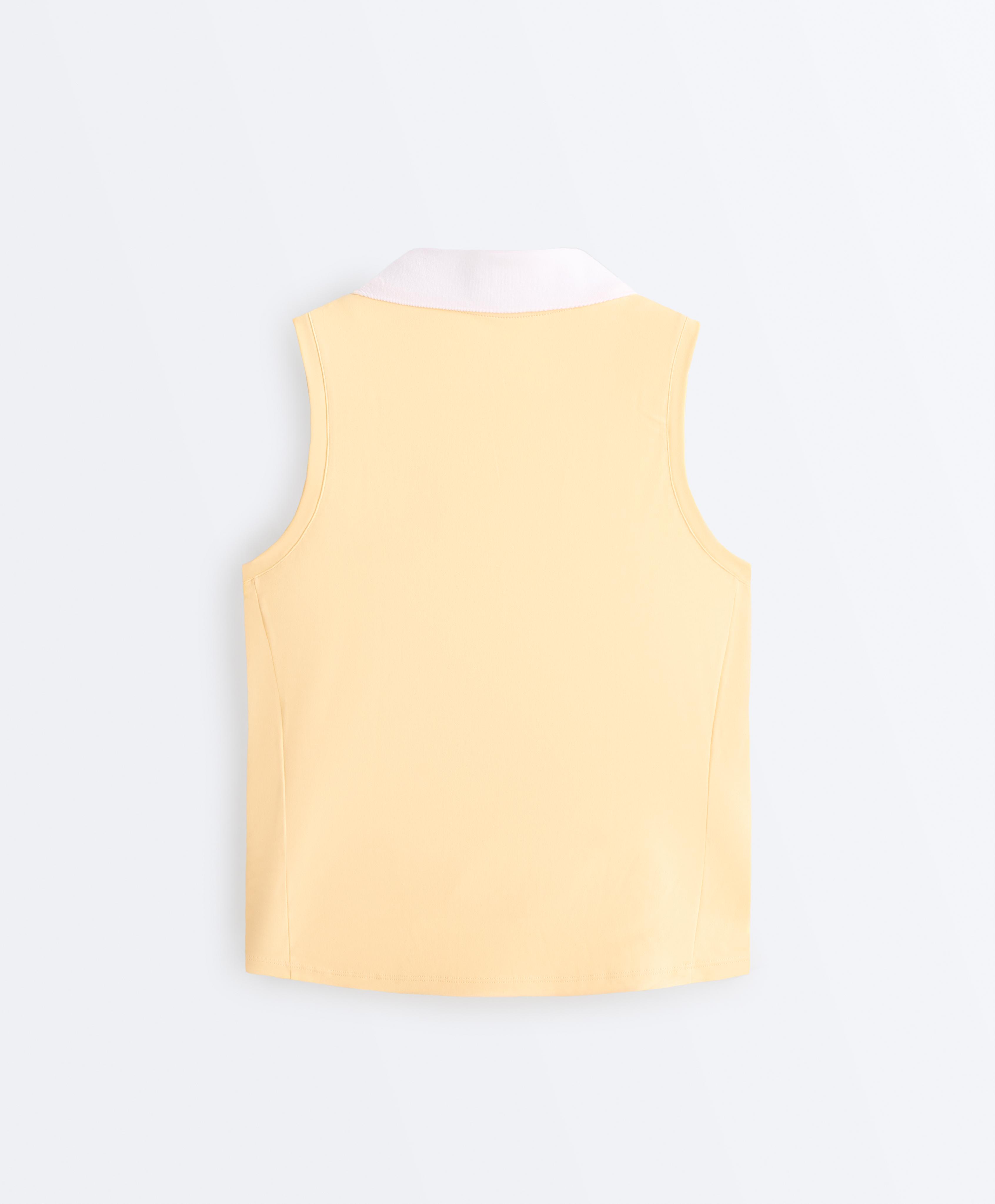 Contrast sleeveless Comfortlux polo shirt — PALE YELLOW