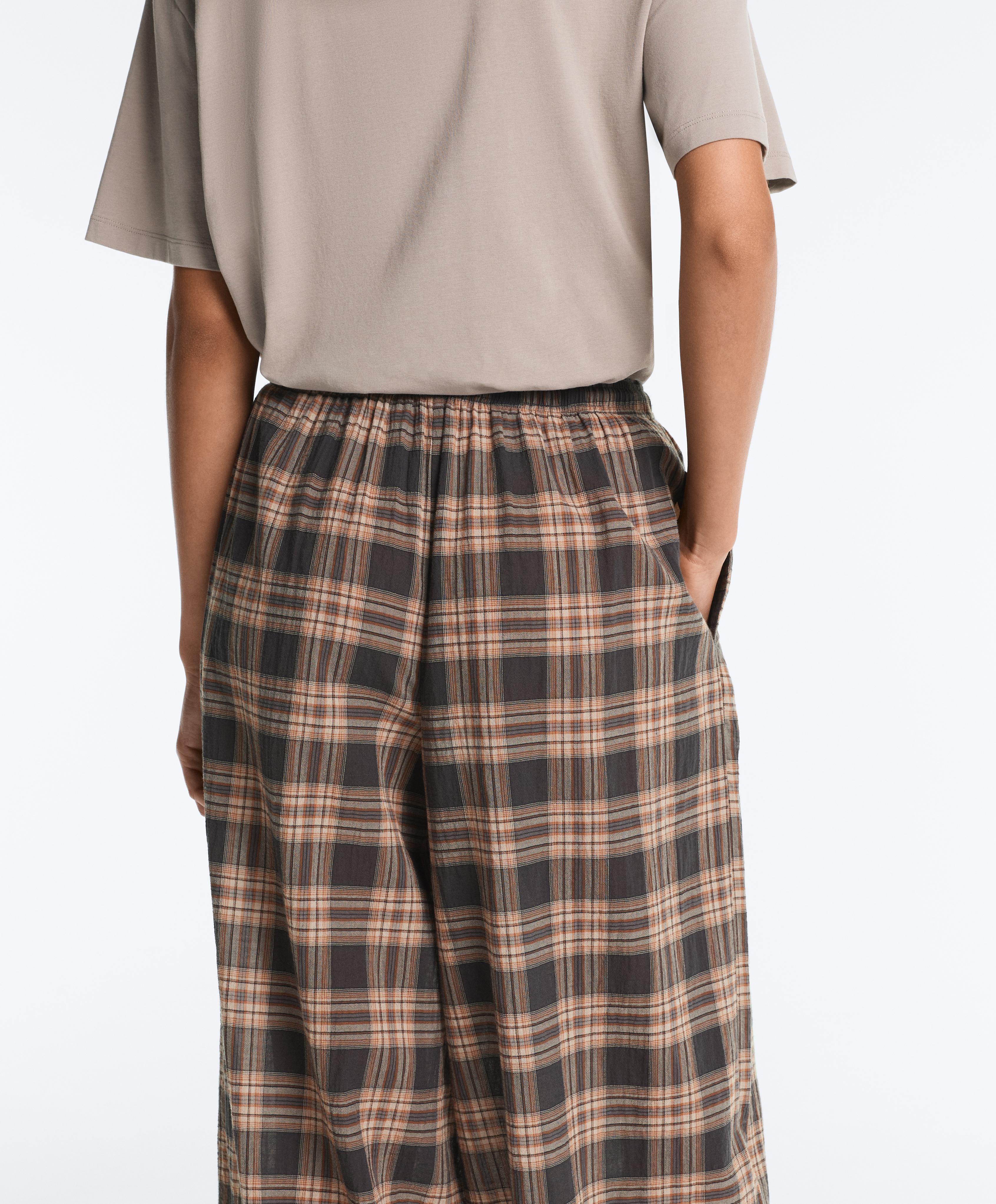 Check cotton-blend bloomer trousers — WASHED BLACK