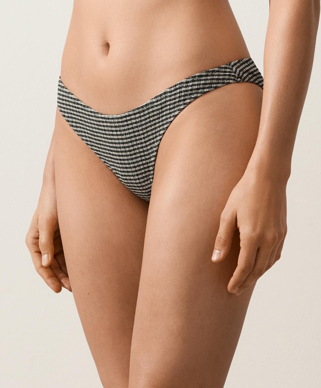Mini check U-cut medium-coverage bikini briefs — BLACK