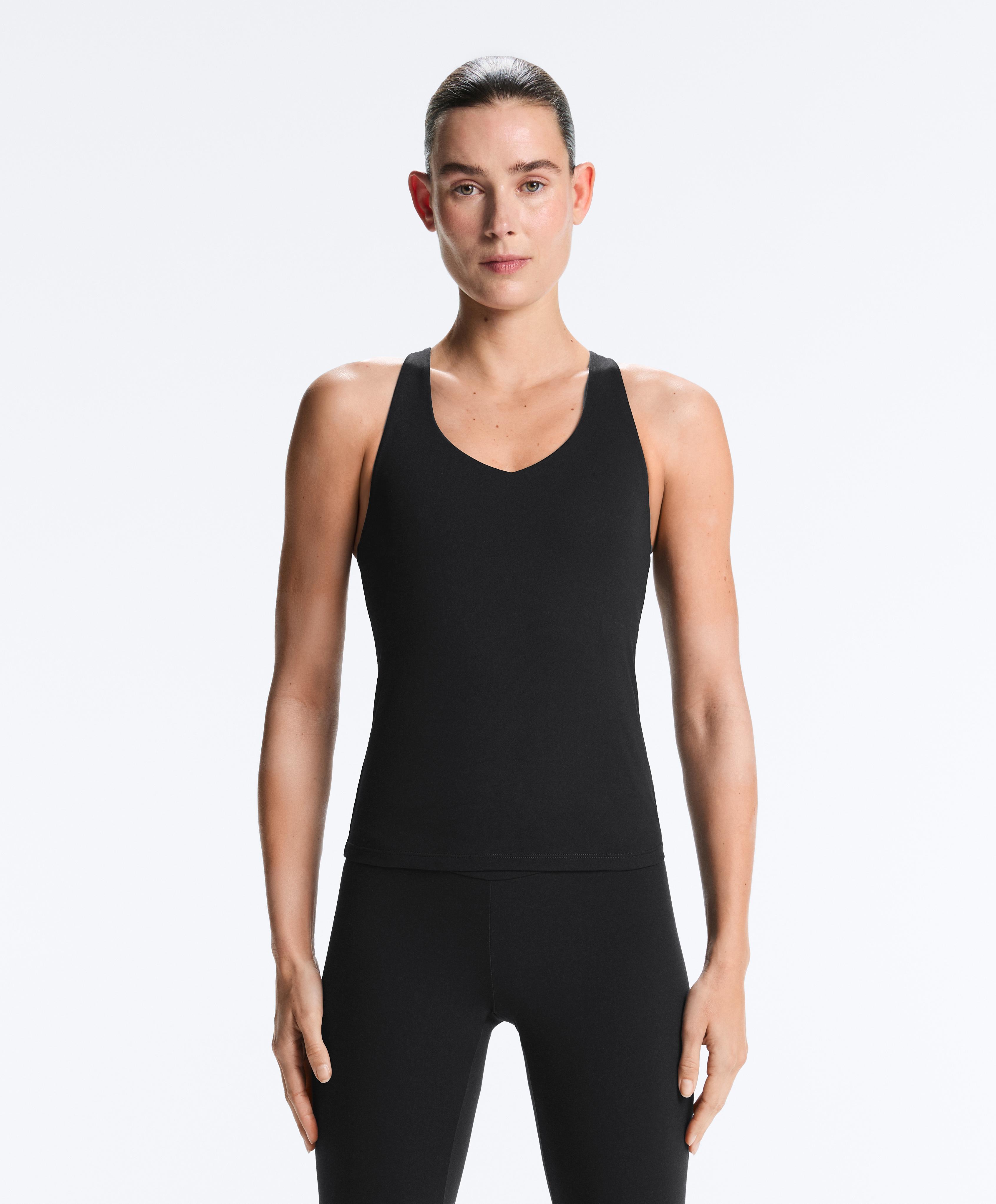 Comfortlux long Tank top multi strap cups — BLACK