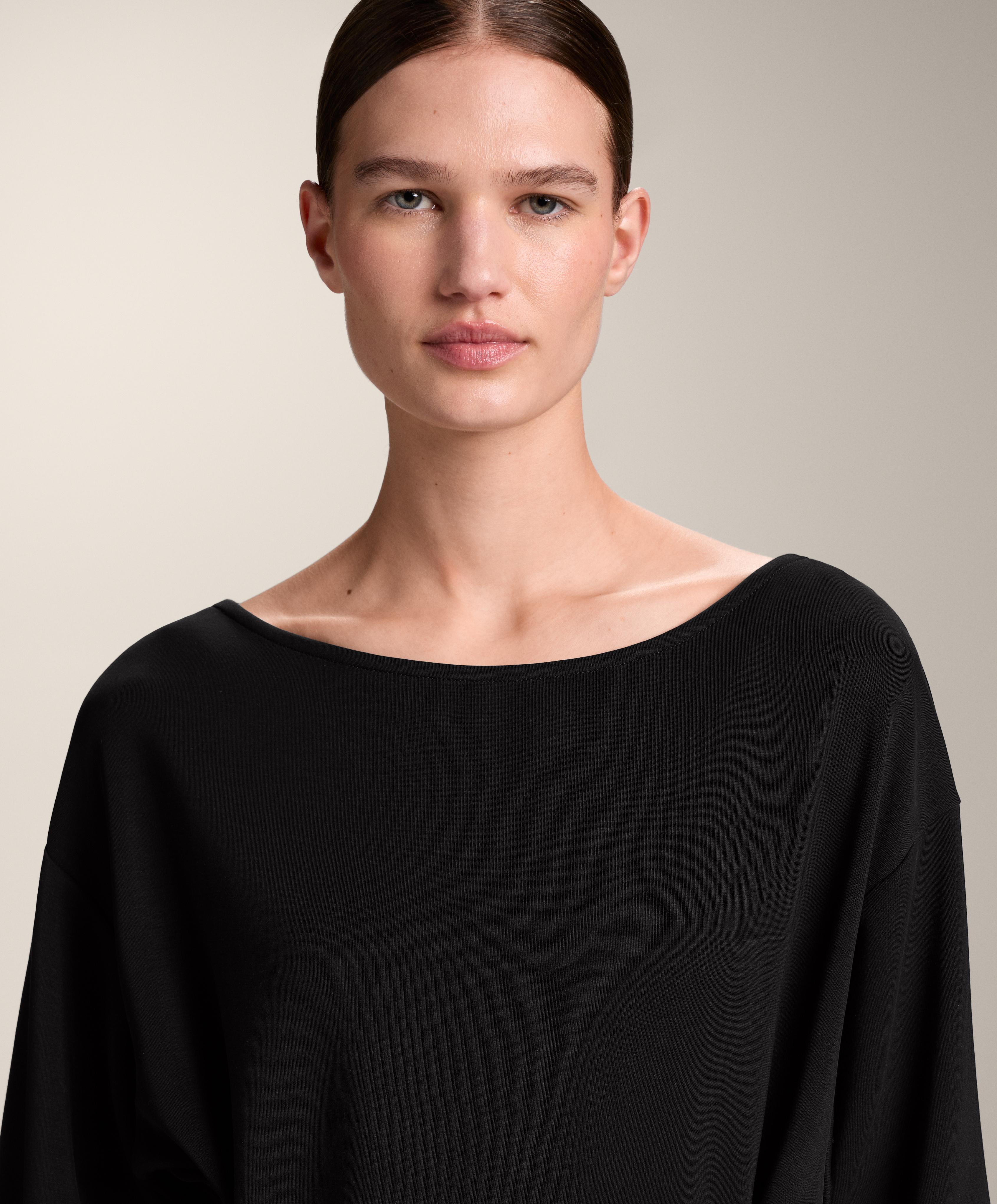 Soft-touch knotted sweatshirt with modal — BLACK
