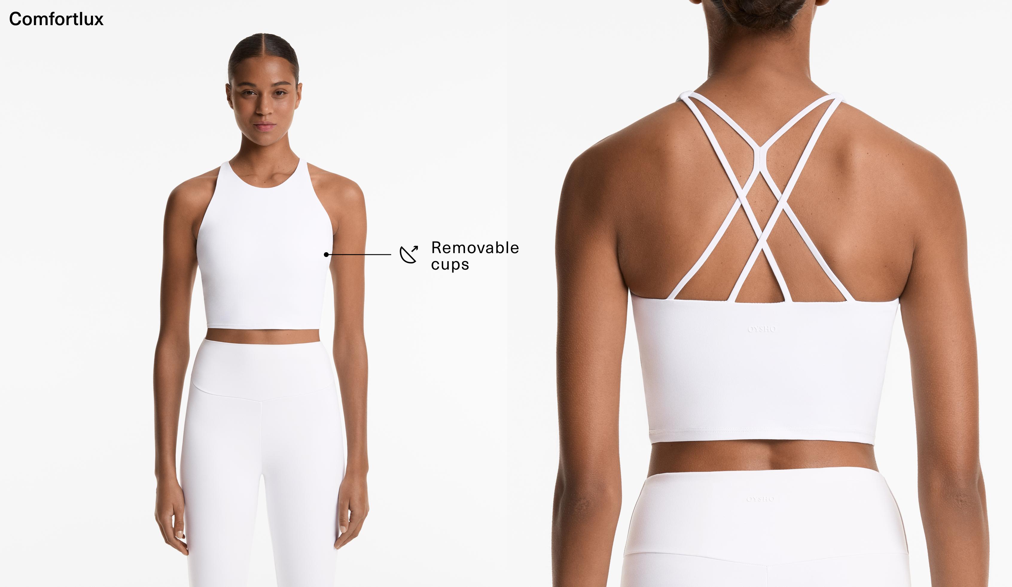 Comfortlux strappy tank top with cups — WHITE