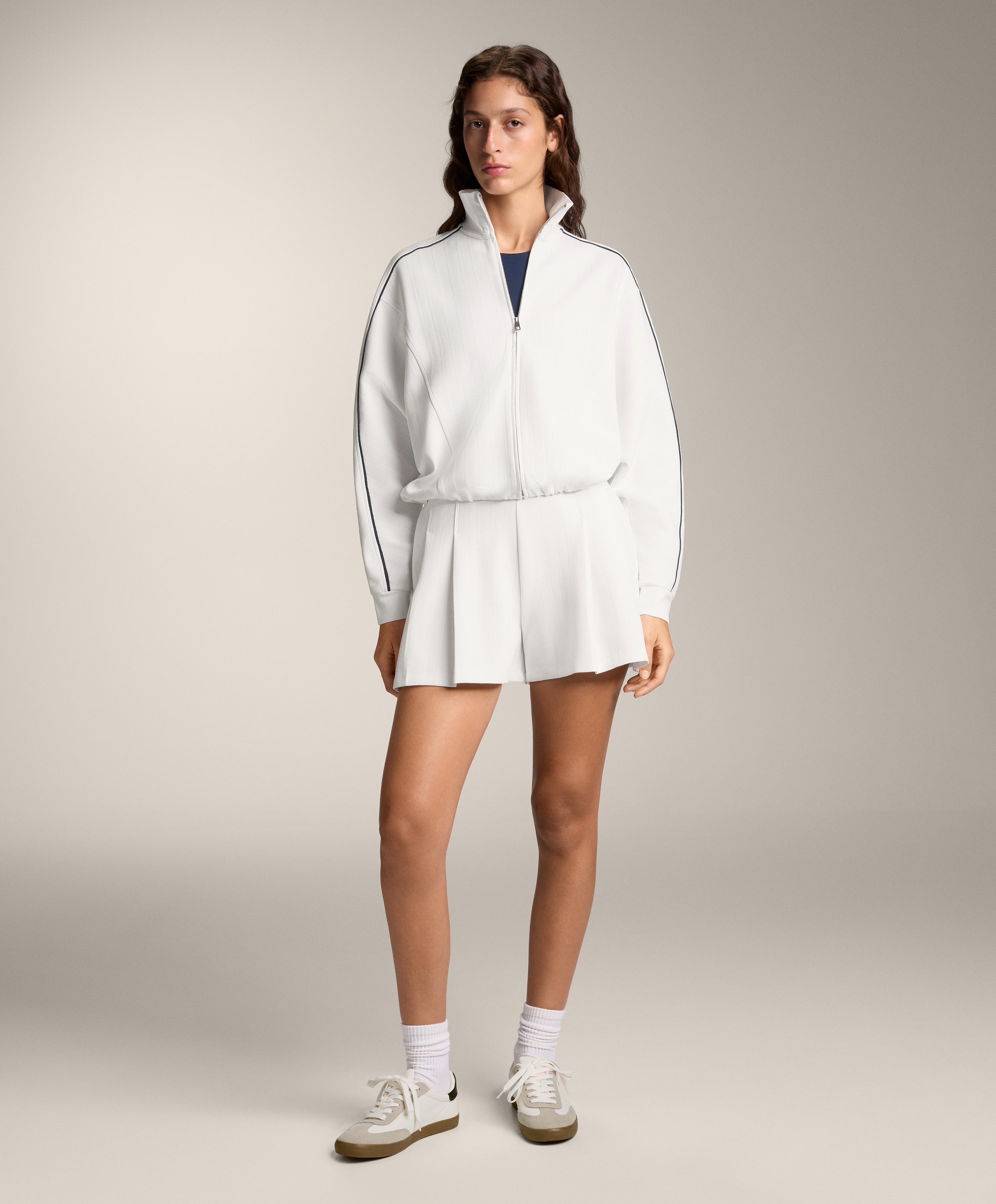 Piqué striped Bermuda shorts with cotton — WHITE 